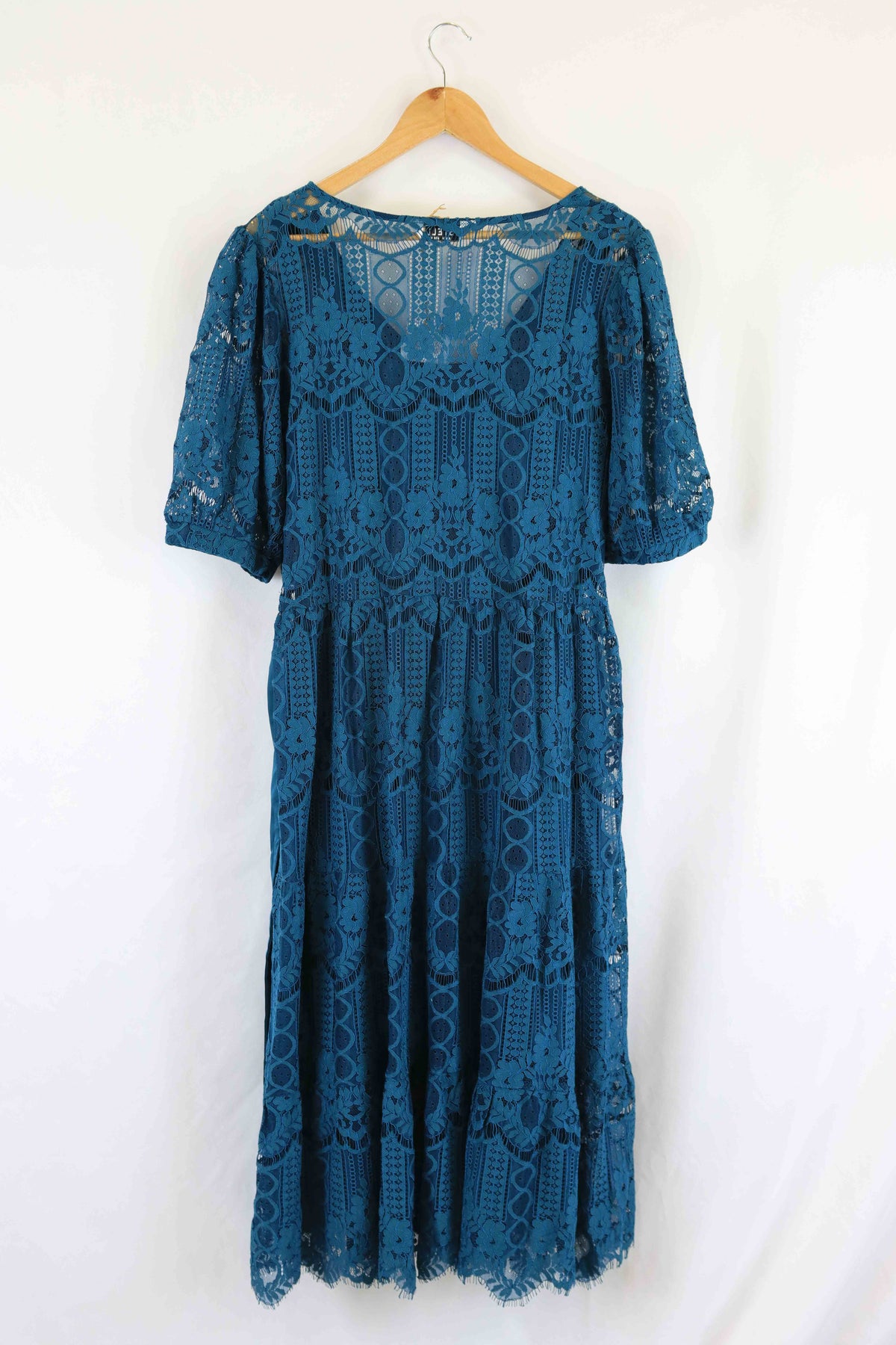 Estelle Teal Lace Midi Dress 14