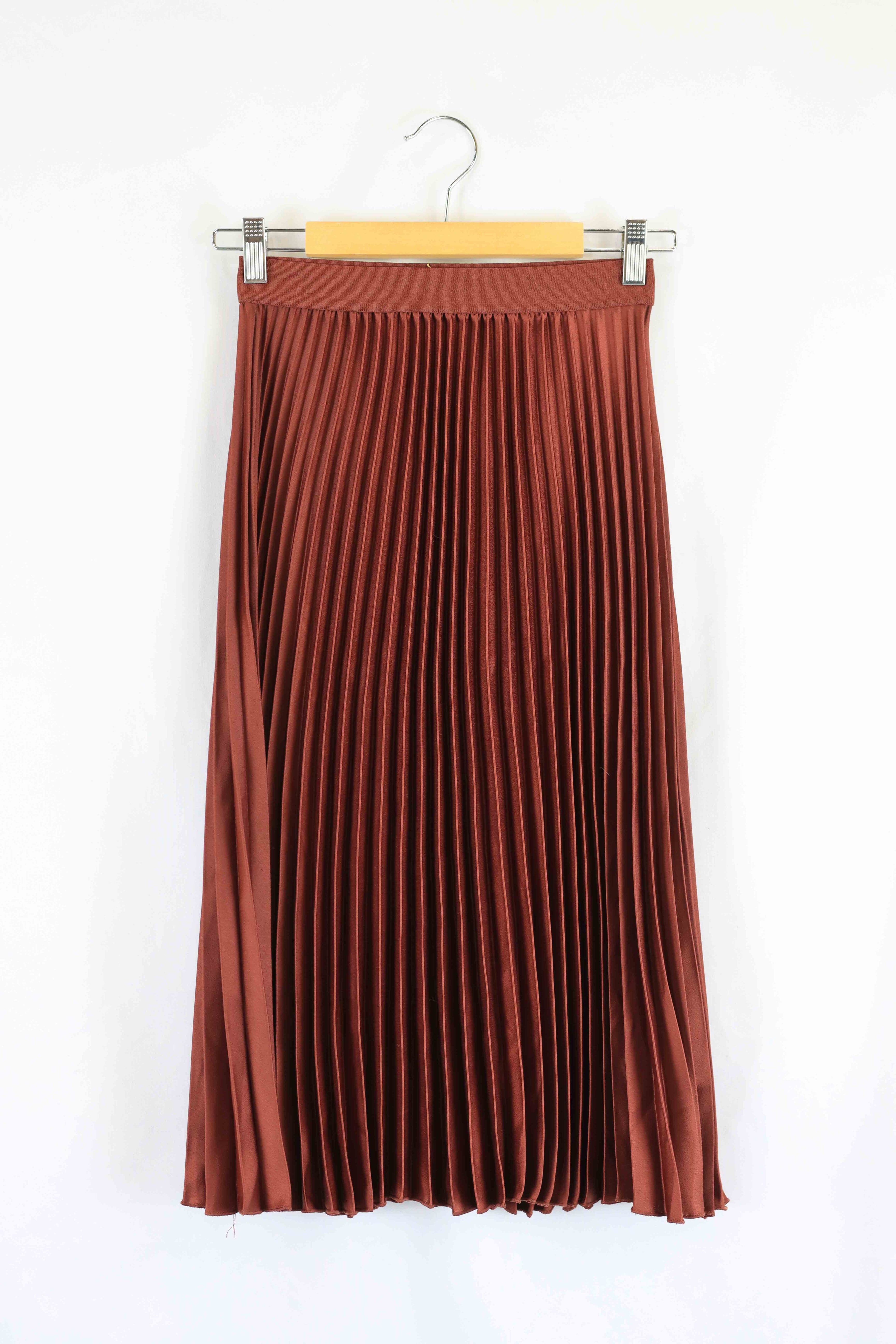 Burgundy pleated 2025 midi skirt h&m