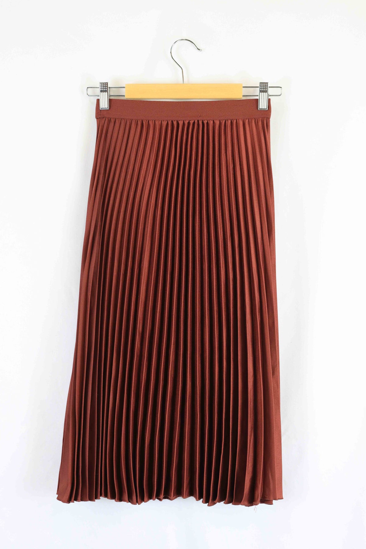 H&amp;M Dark Red Pleated Midi Skirt 8