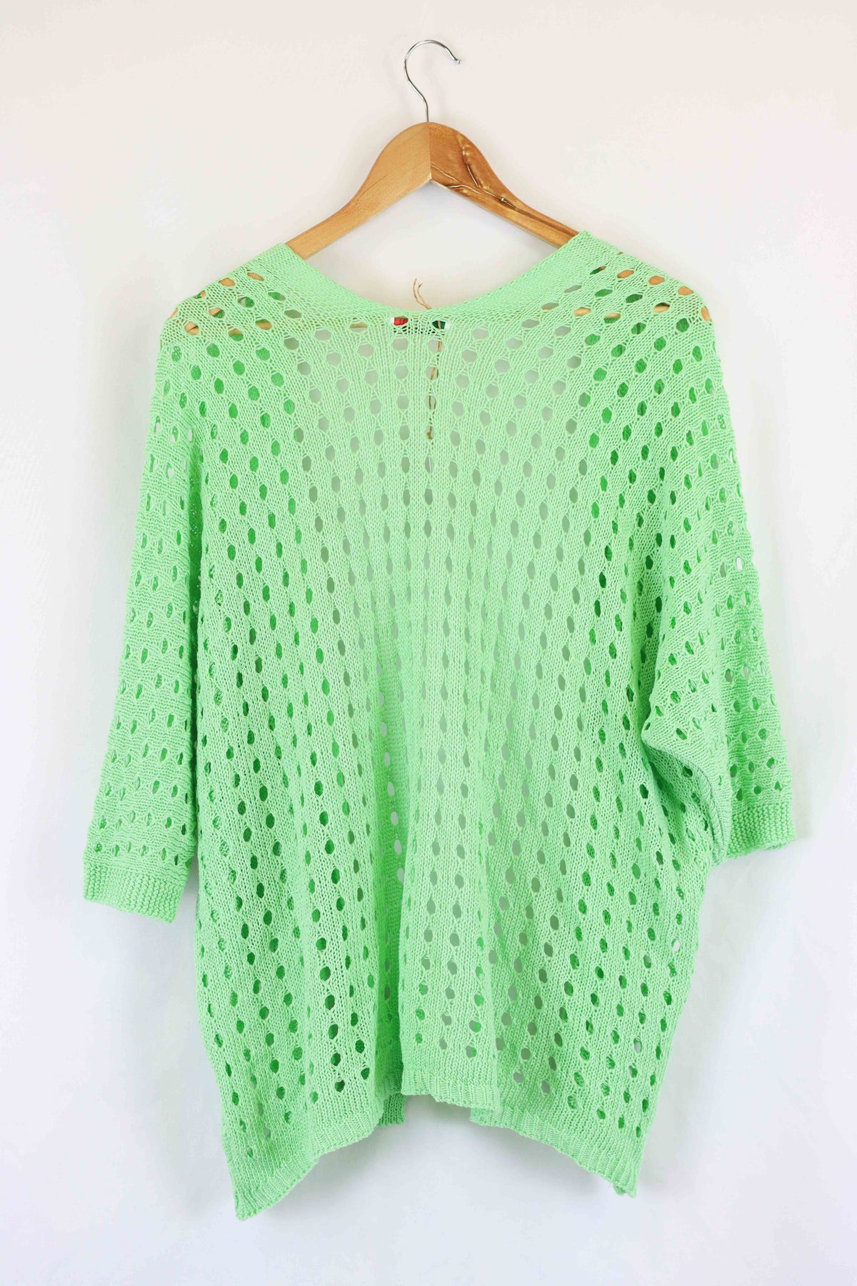Made In Italy Green Crochet Cardigan S