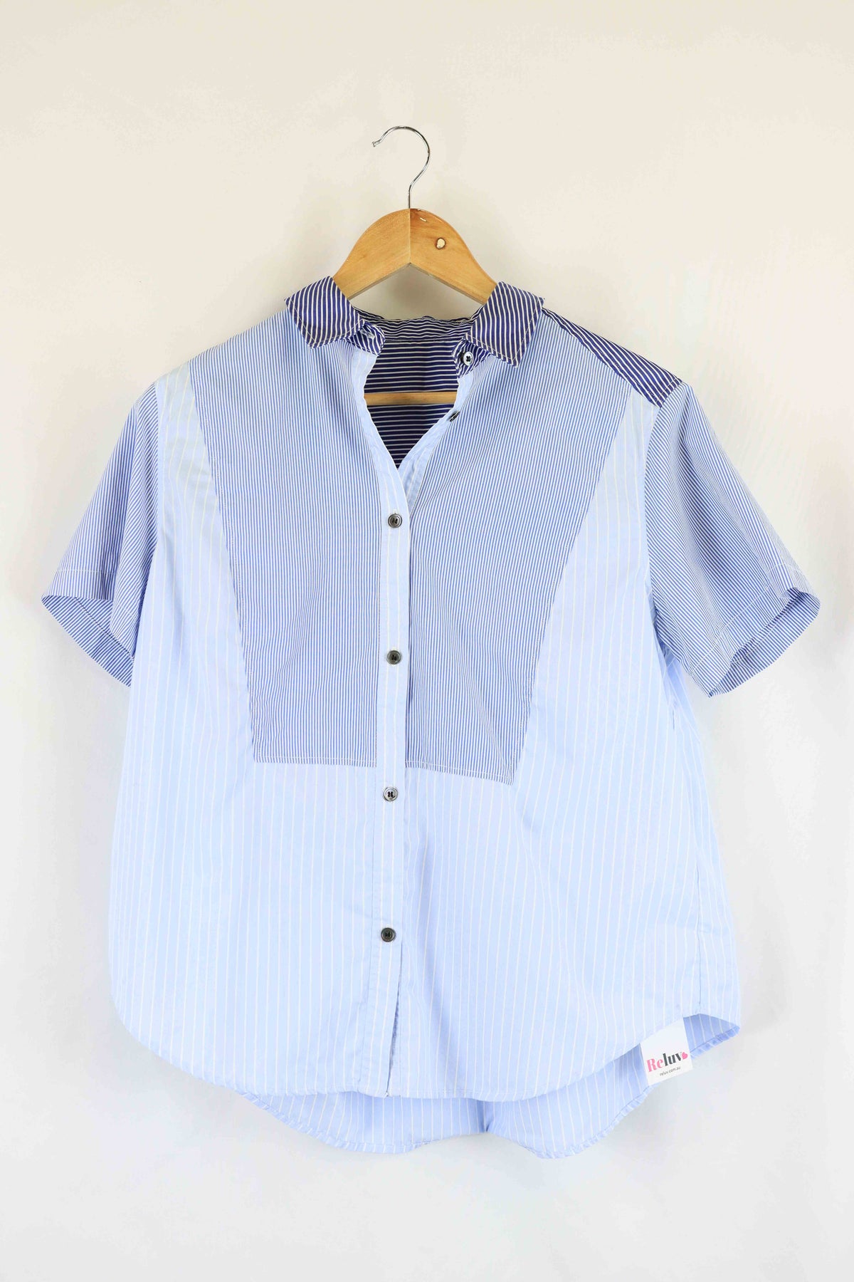 Nisque Blue Striped Button Down Shirt S