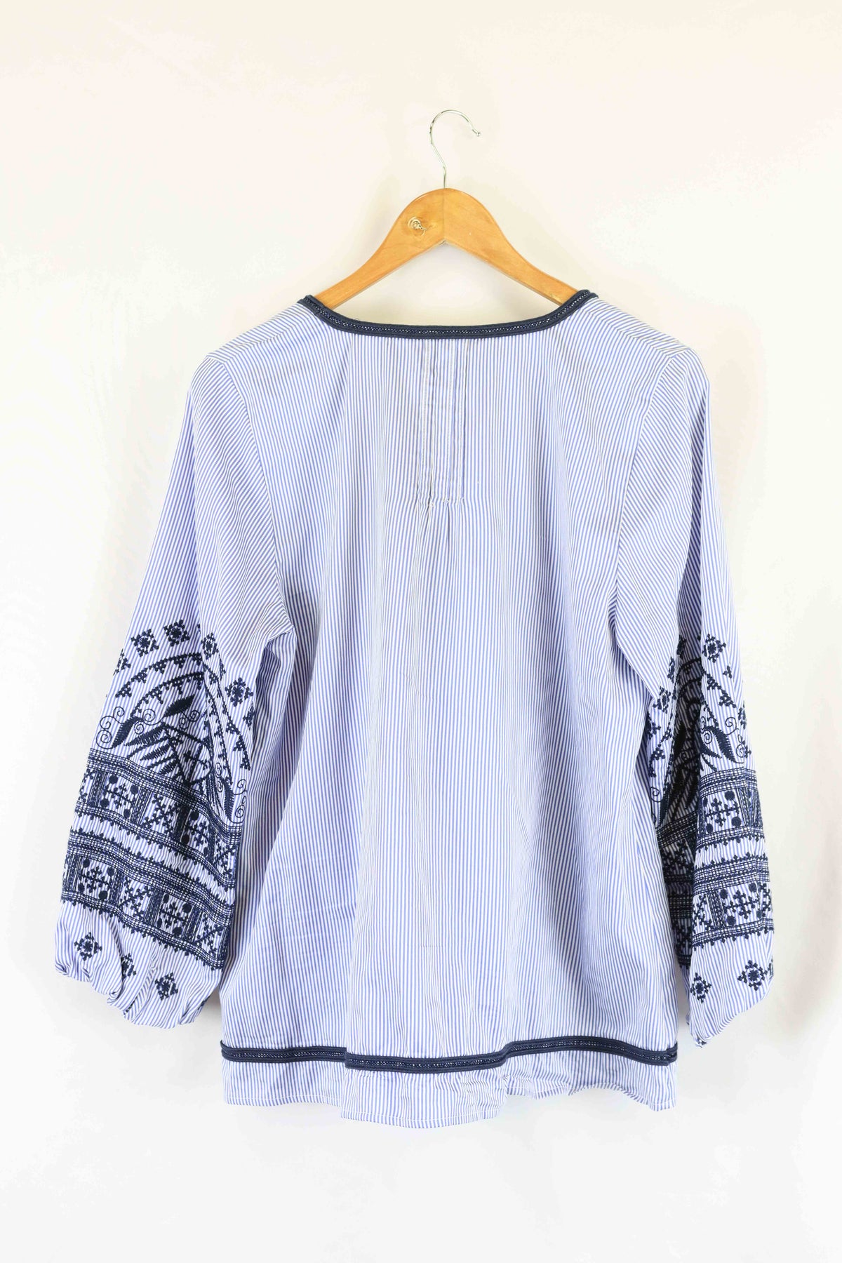Sussan Blue Stripe Long Sleeve with Embroidery on Sleeves 12