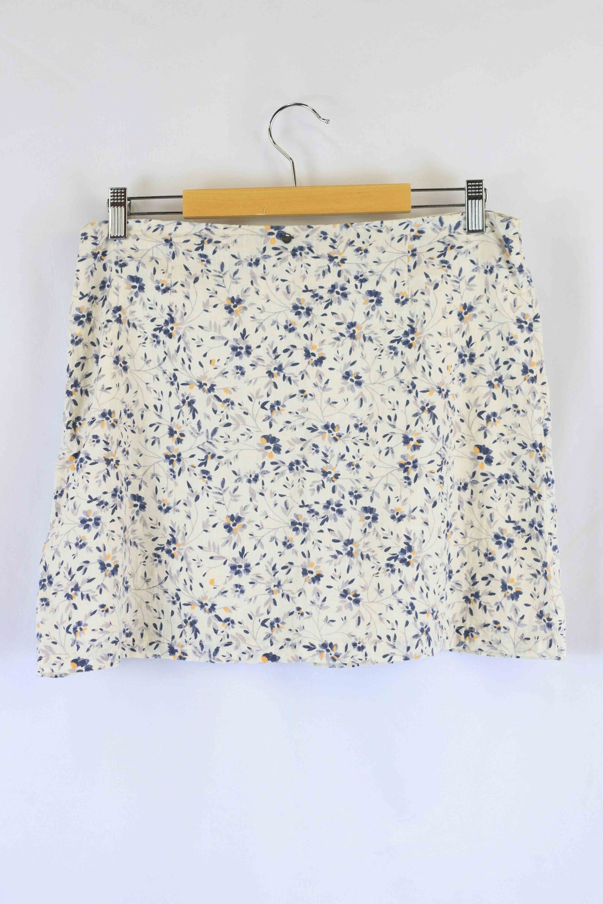 Rusty White Blue Floral Print Mini Skirt 14