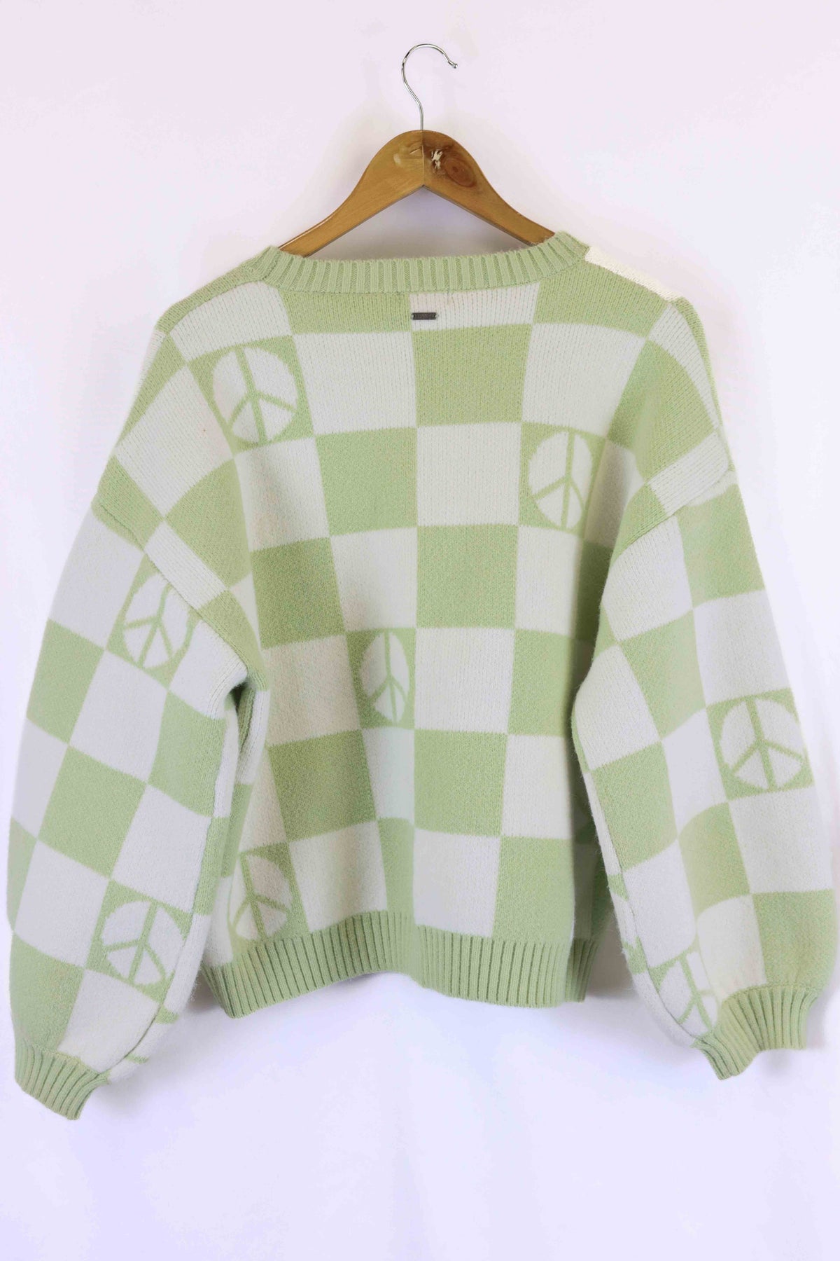 Ghanda Green Checkered Knit Jumper M