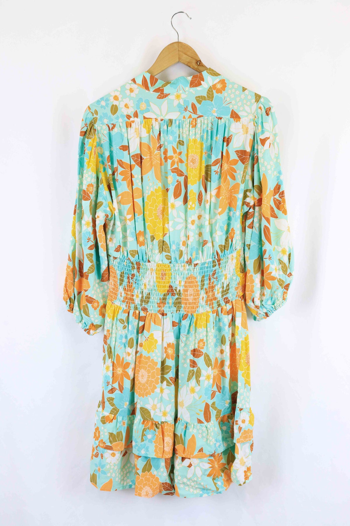 Jaase Blue And Brown Floral Dress M