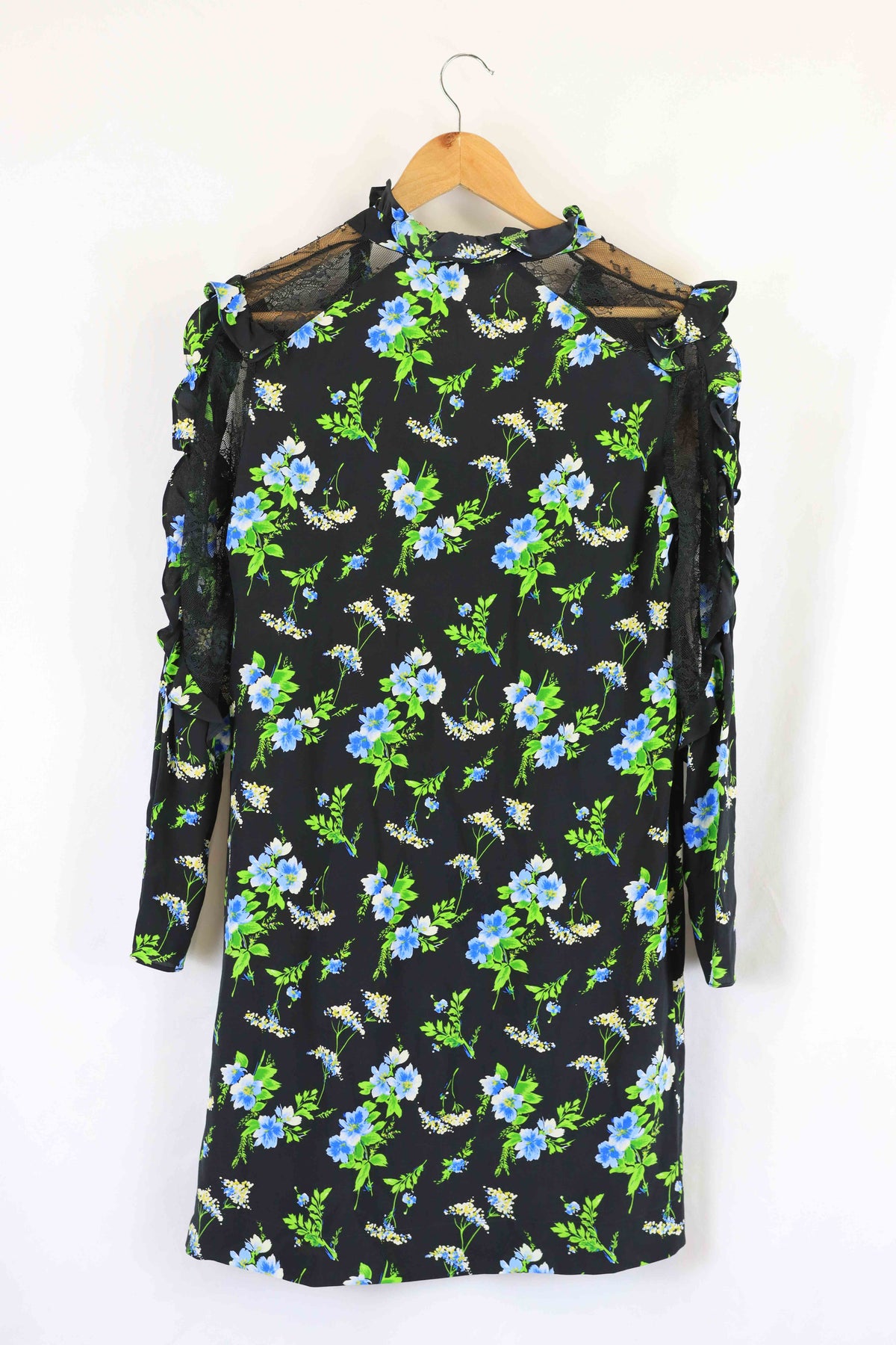 Sandro Black And Green Floral Dress M