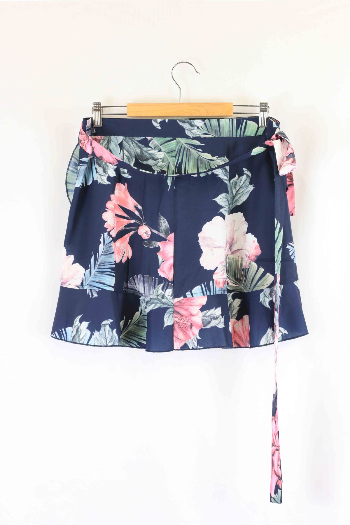 Lorraine Navy Floral Mini Wrap Skirt 12