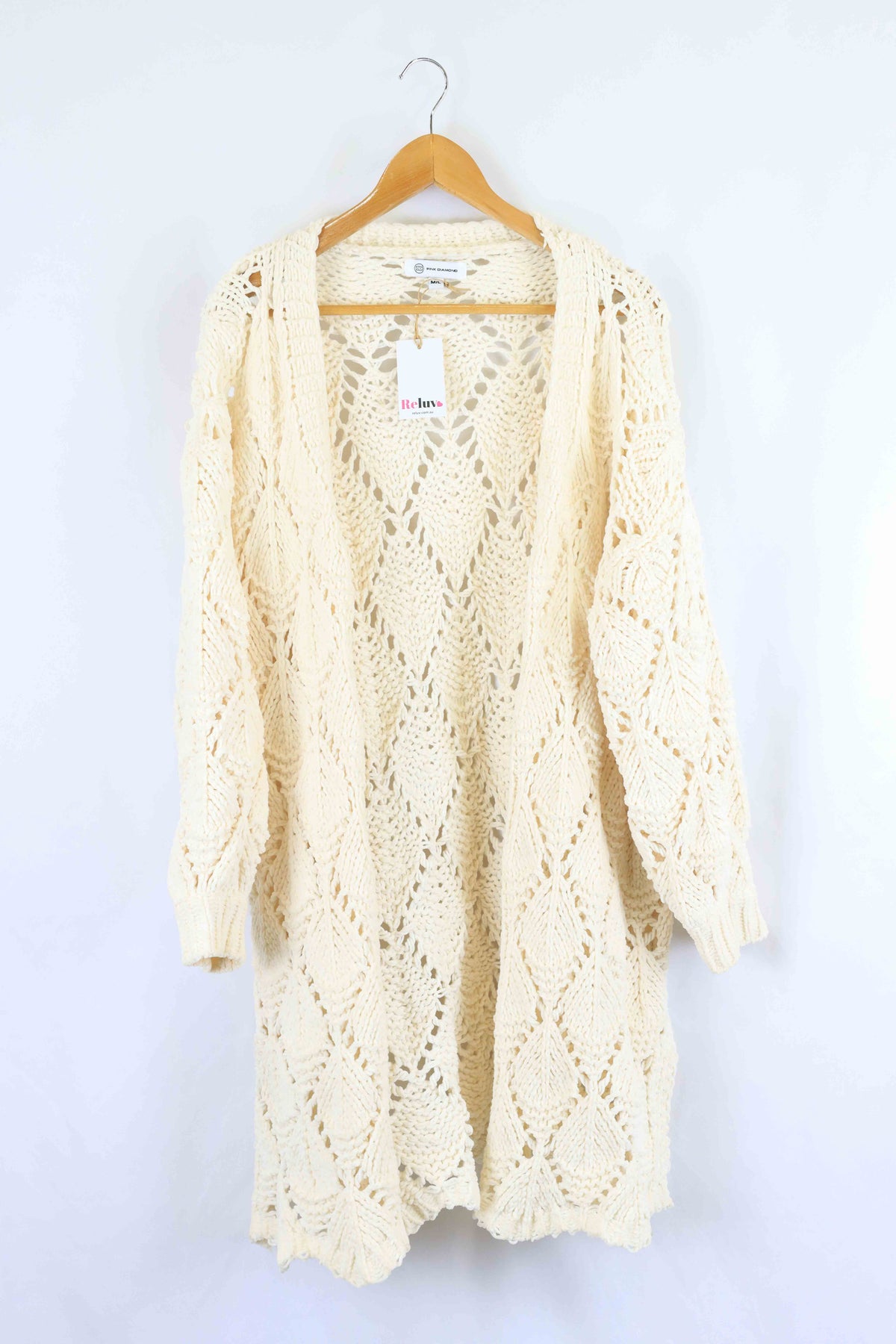 Pink Diamond Cream Knit Cardigan M/L