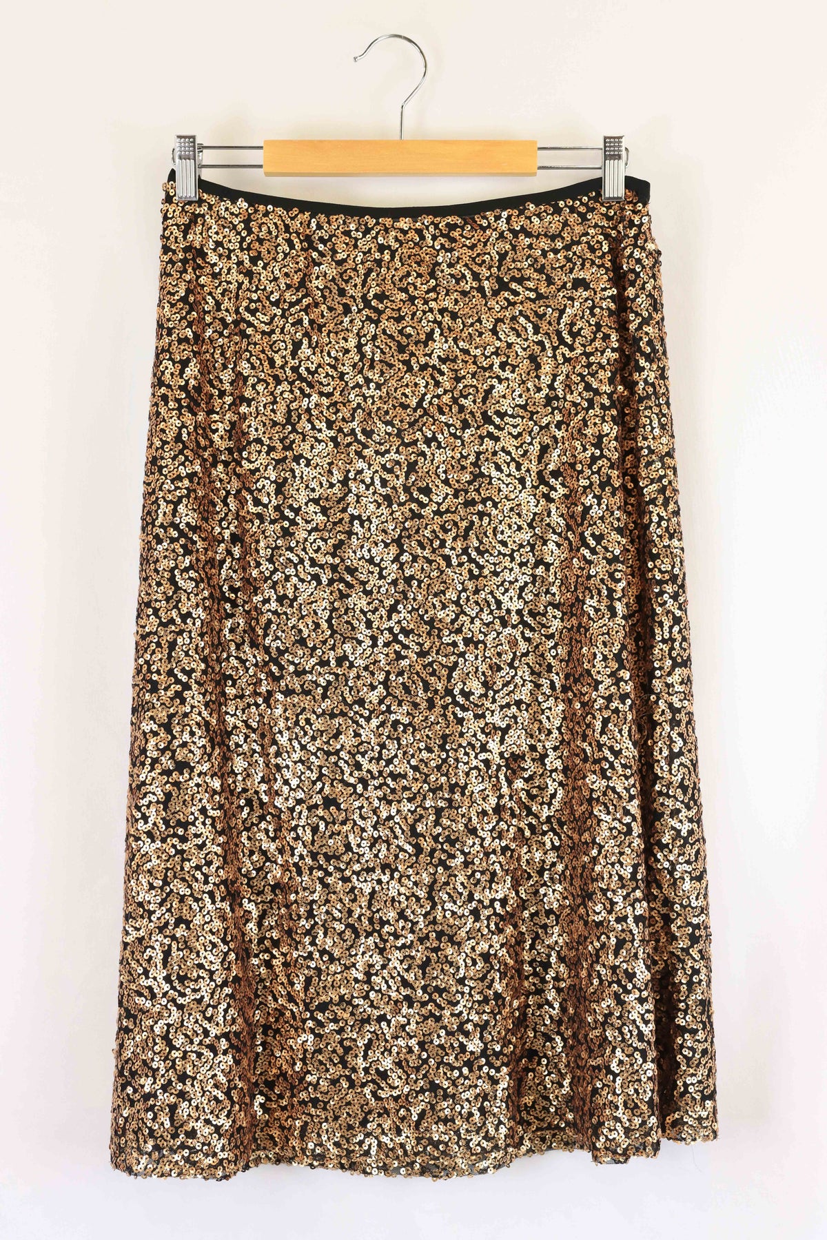 Piper Gold Sequin Midi Skirt M