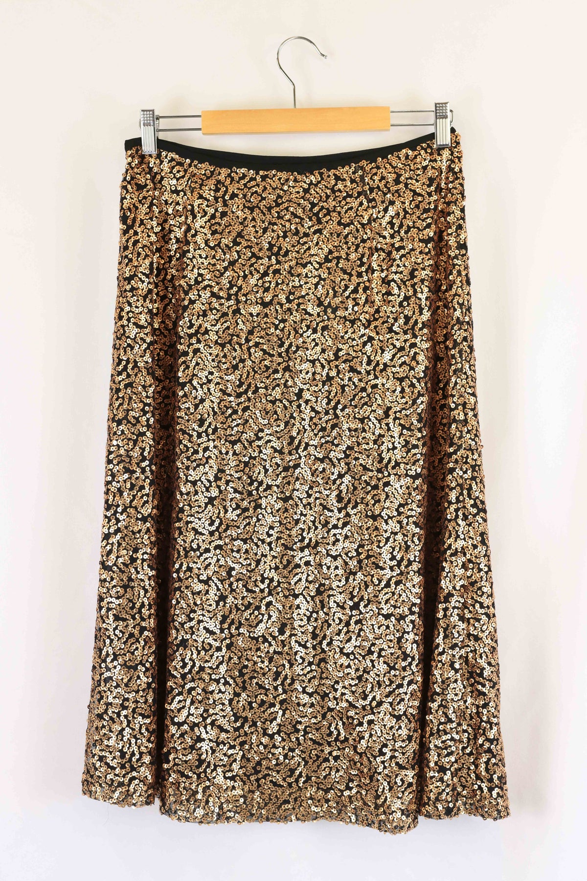 Piper Gold Sequin Midi Skirt M