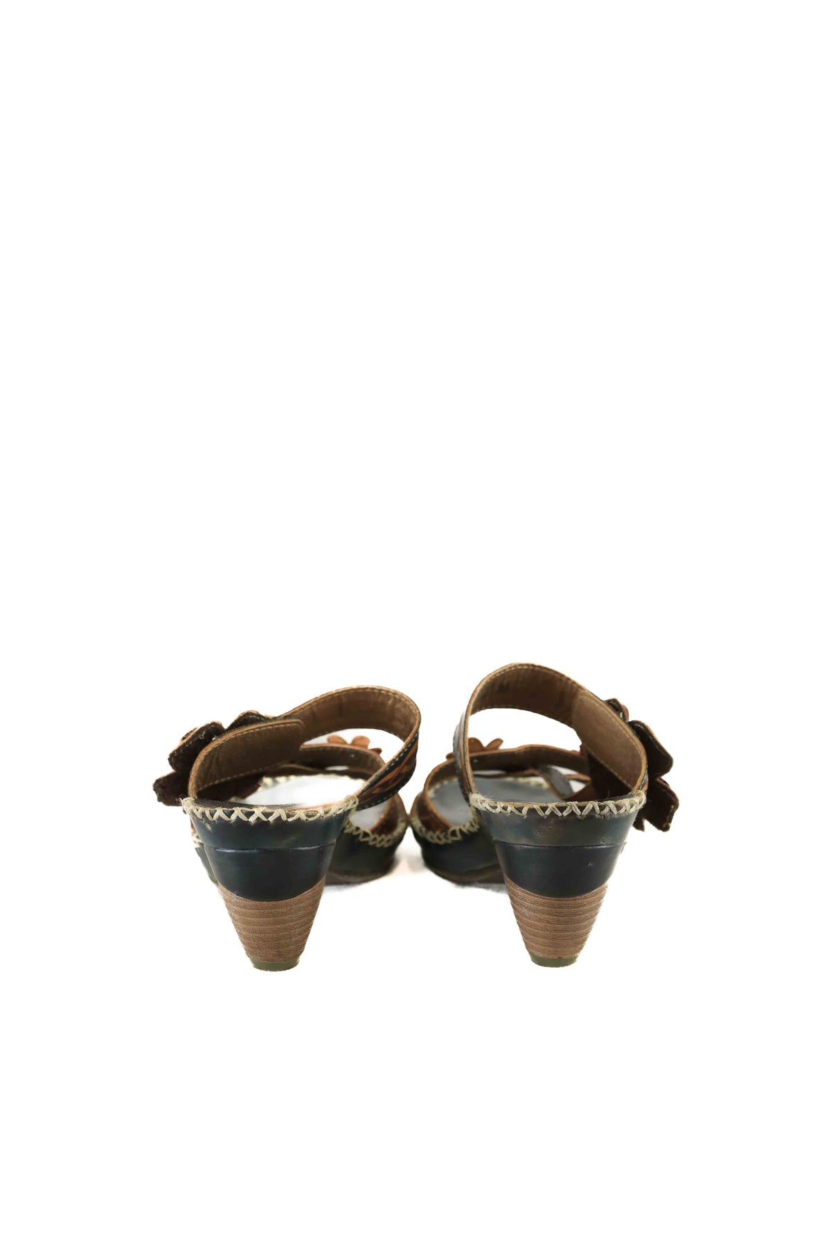 Laura Vita Black Floral Sandals 38