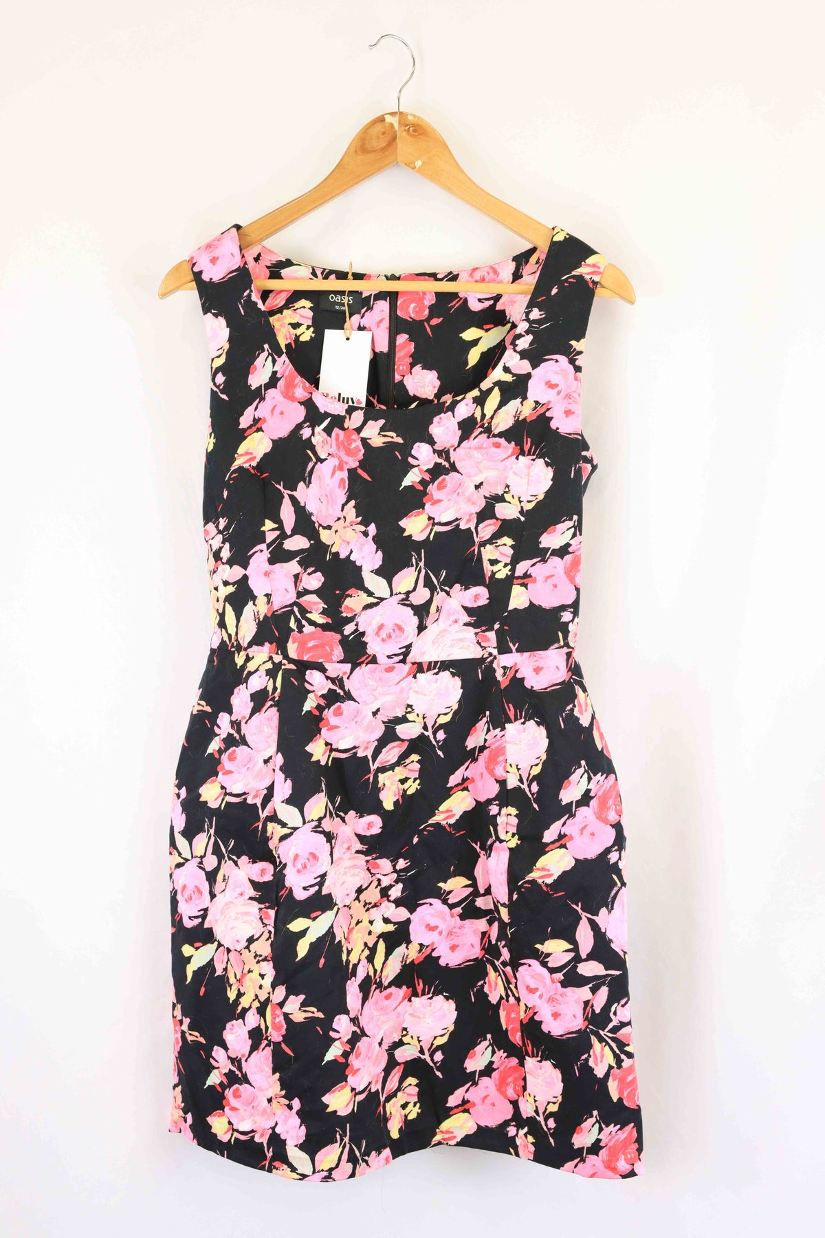 Oasis Black and Pink Floral Mini Dress 12