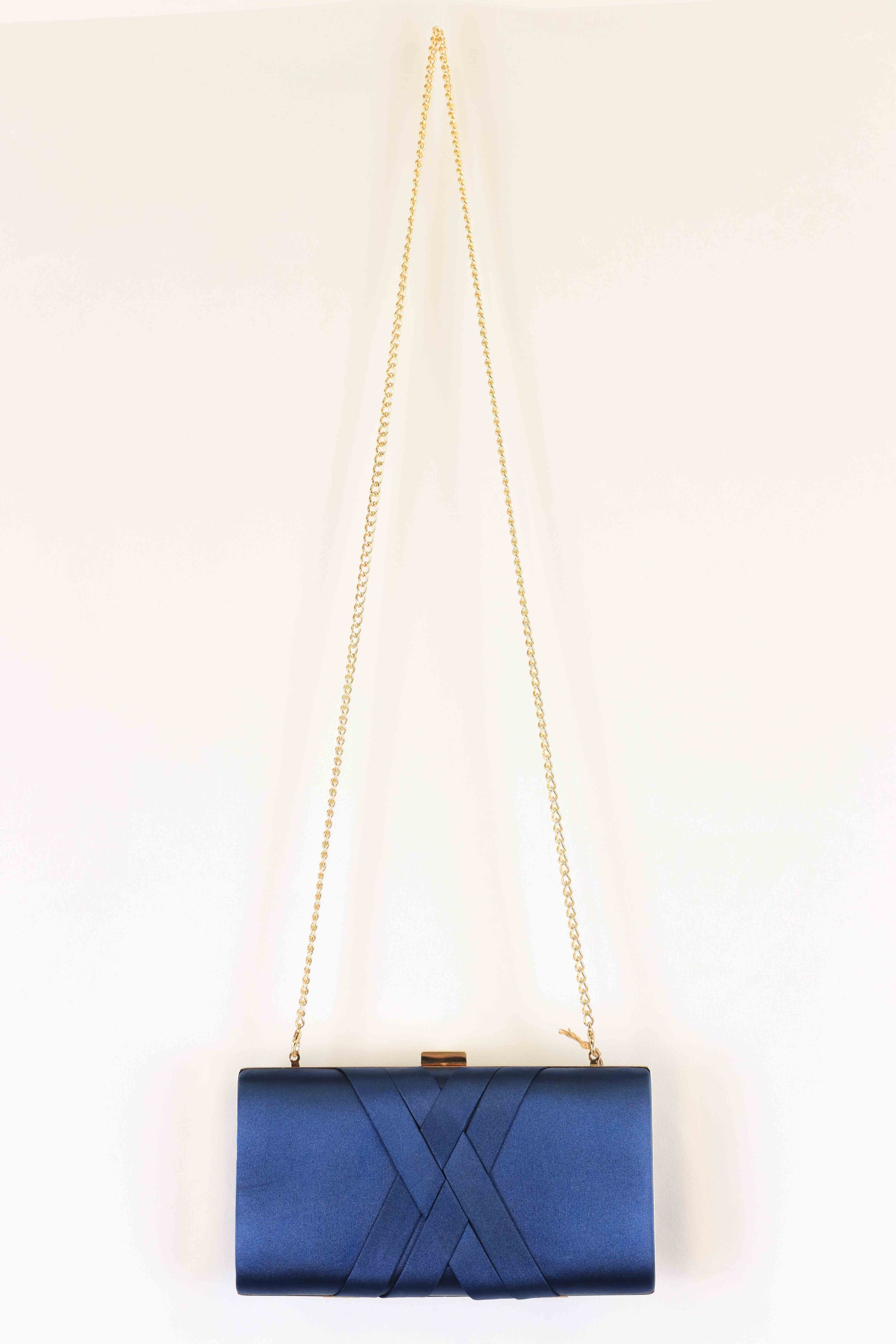 Navy blue satin clutch bag sales