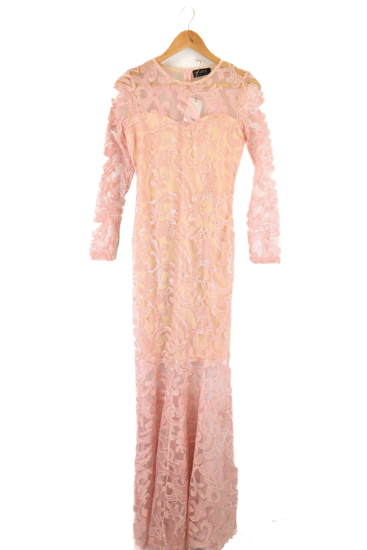Club London Pink Bodycon Long Sleeve Formal Maxi Dress 12
