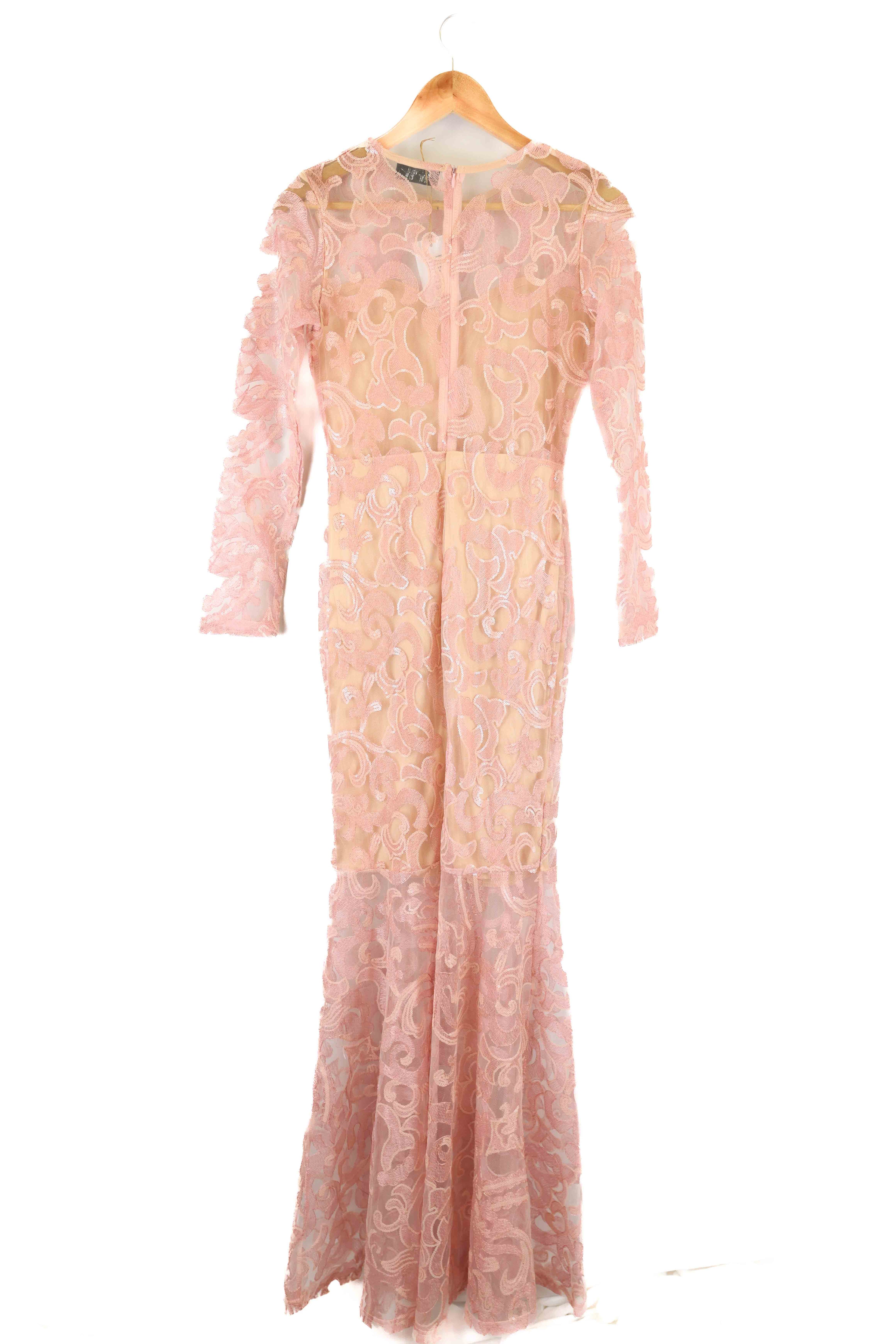 Long Sleeve Lace Pink Maxi Dress ASOS DESIGN Long Sleeve Lace