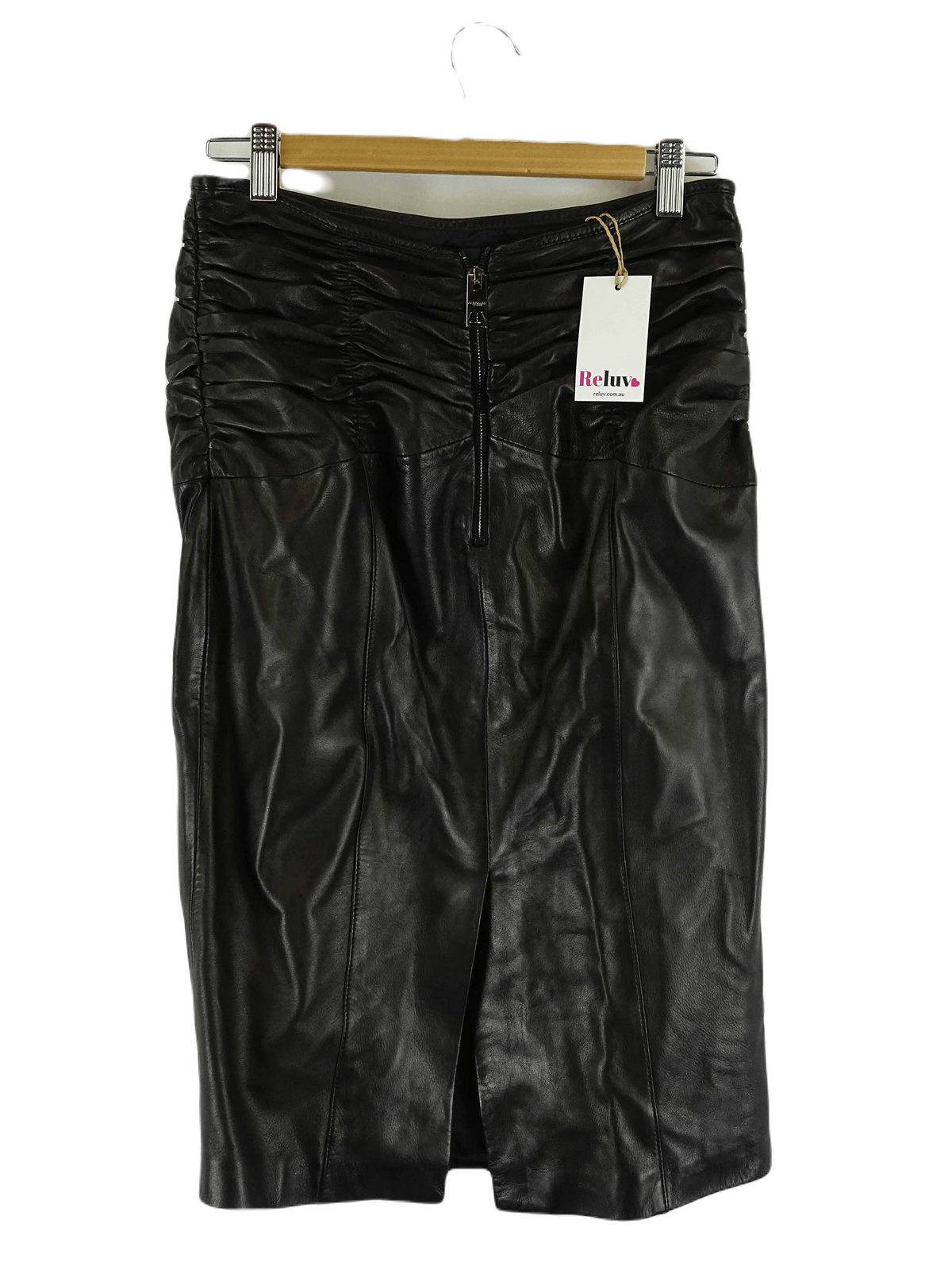 Burberry Black Leather Skirt 10