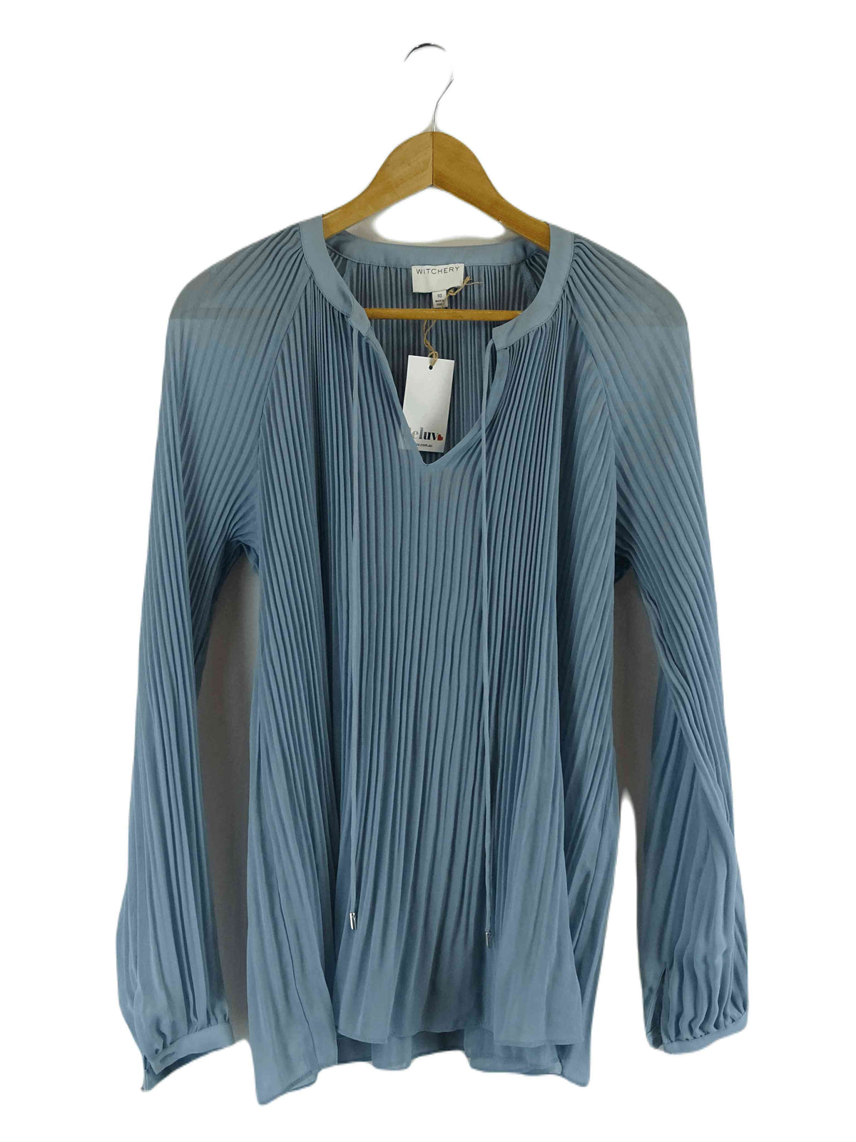 Witchery Blue Pleated Blouse 10