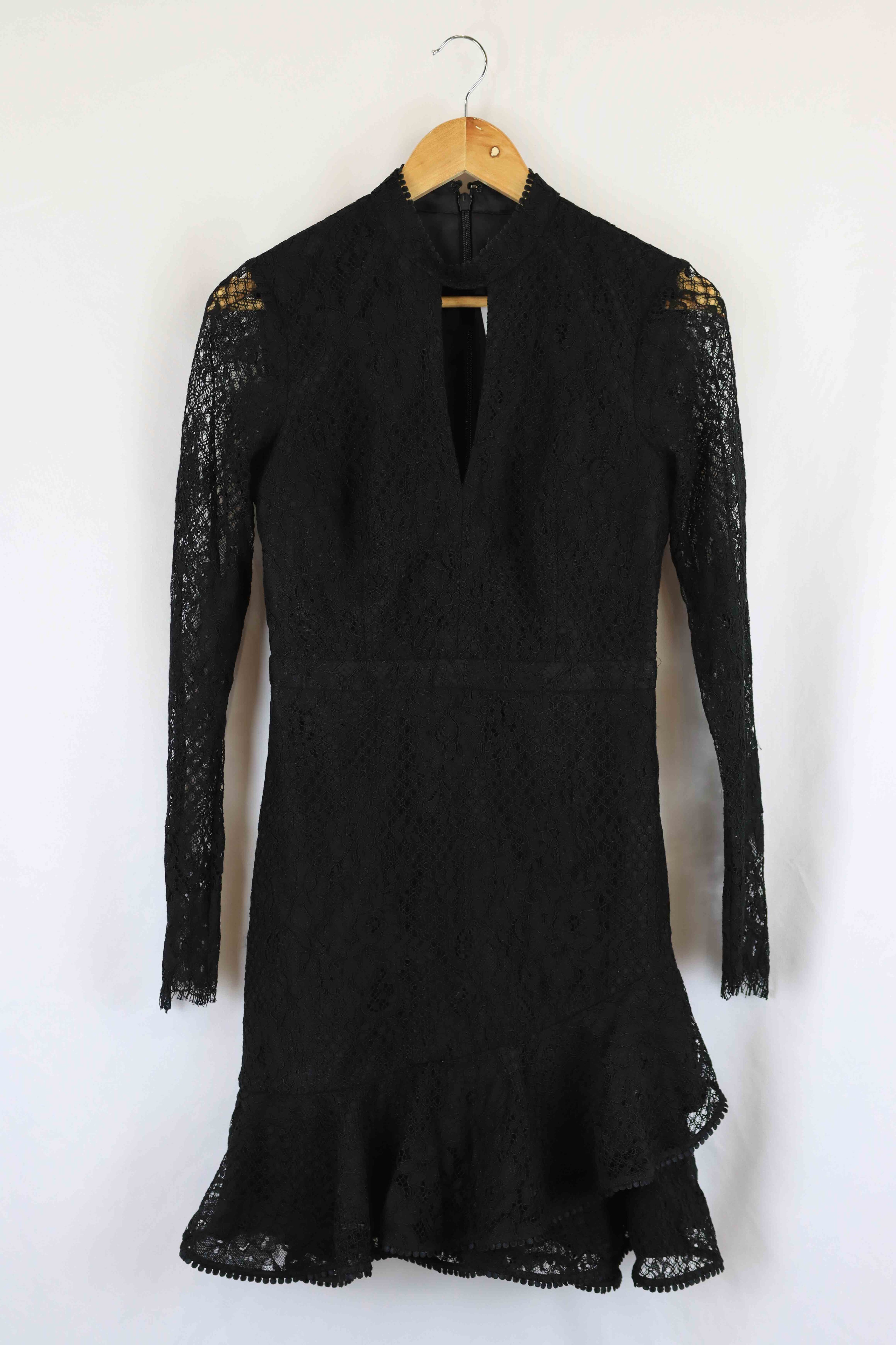 Forever New Black Lace Long Sleeve Midi Dress 8 Reluv Clothing Australia