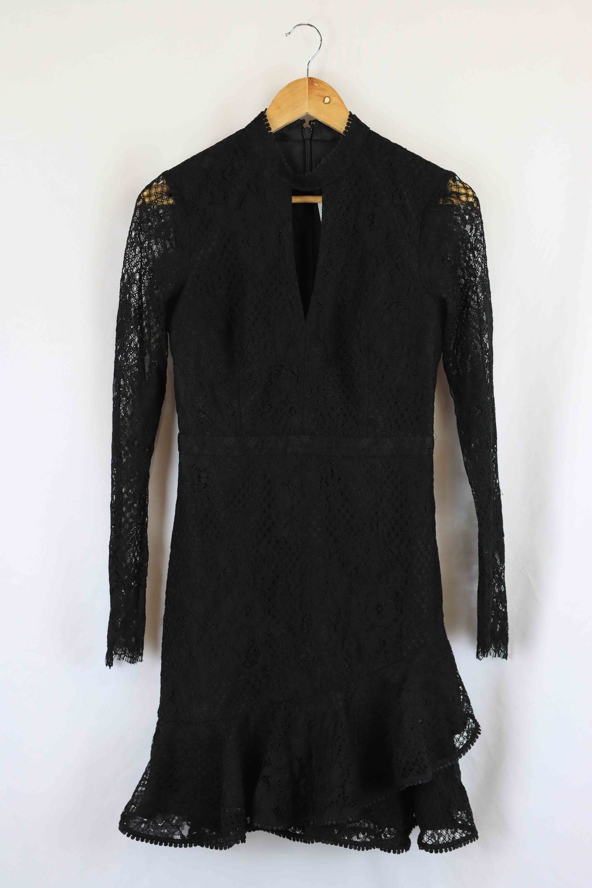 Forever New Black Lace Long Sleeve Midi Dress 8