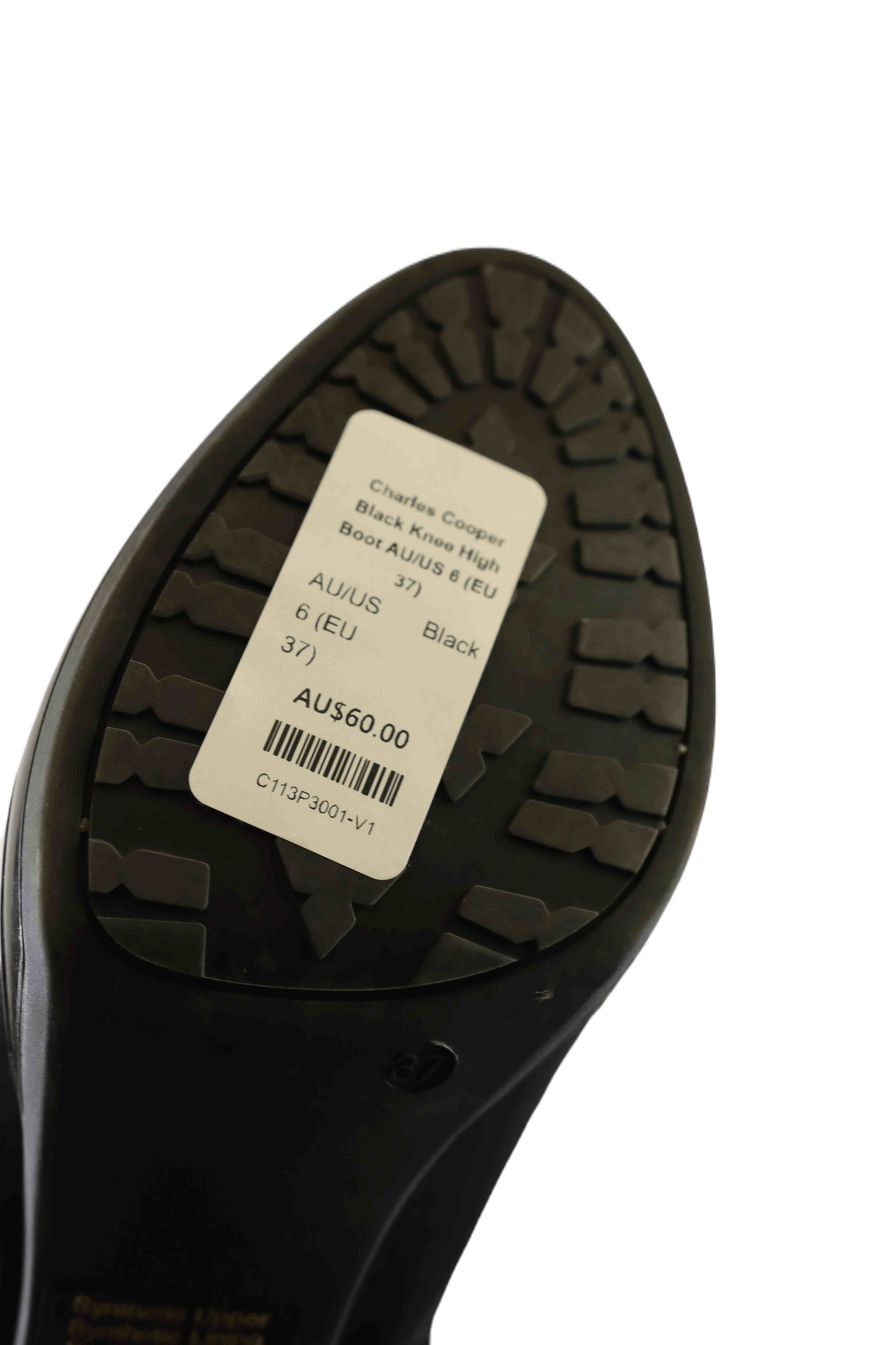 Charles Cooper Black Knee High Boot AU US 6 EU 37 Reluv