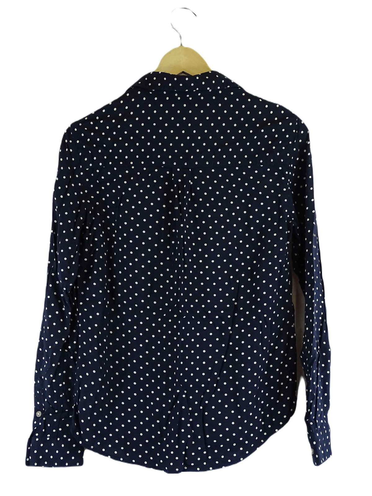 M &amp; S Blue And White Polka Dot Long Sleeve Top 8