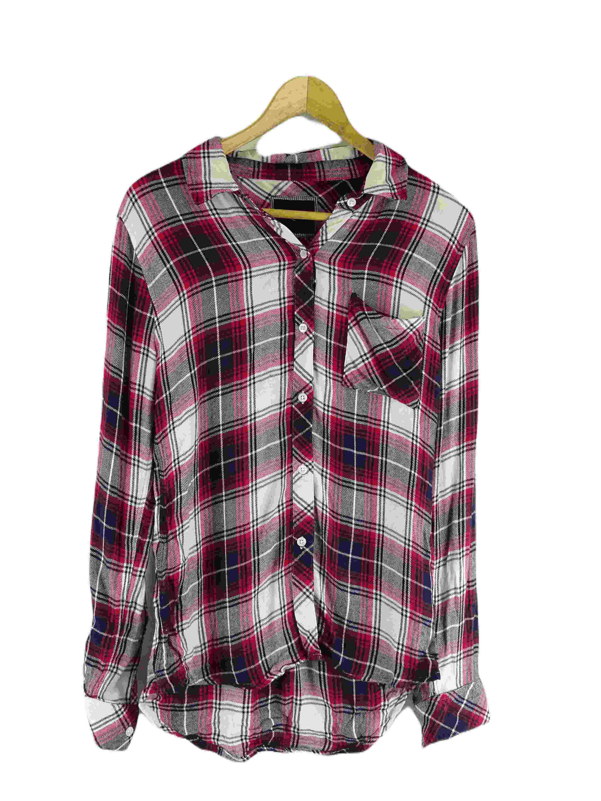 Rails Red Check Button Down Top XS