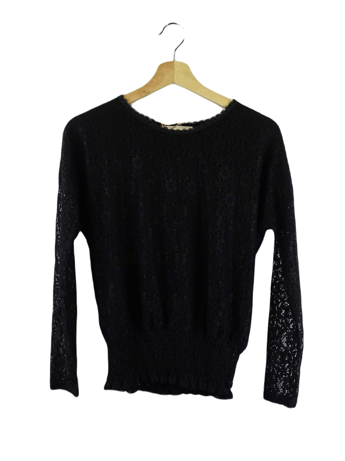 Princess Sophie Black Lace Long Sleeve Top M