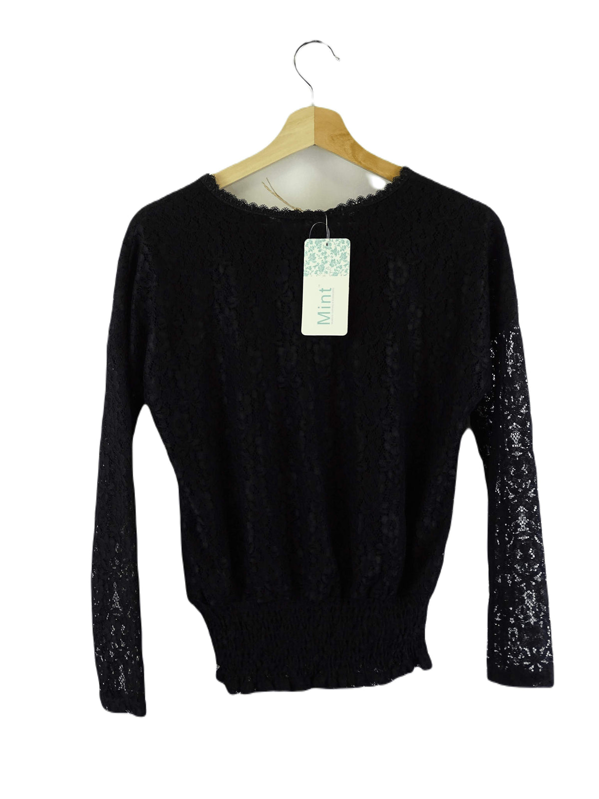 Princess Sophie Black Lace Long Sleeve Top M