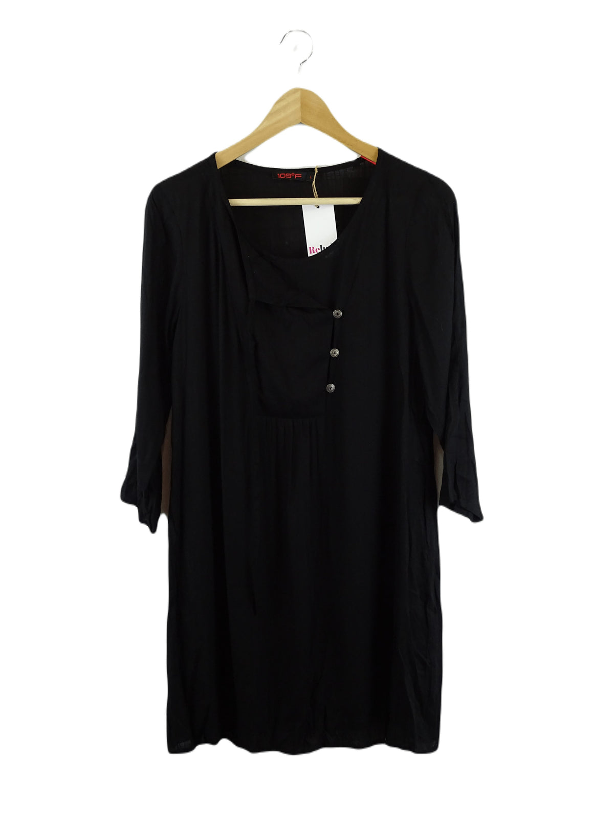 109 F Black Long Sleeve Mini Dress L