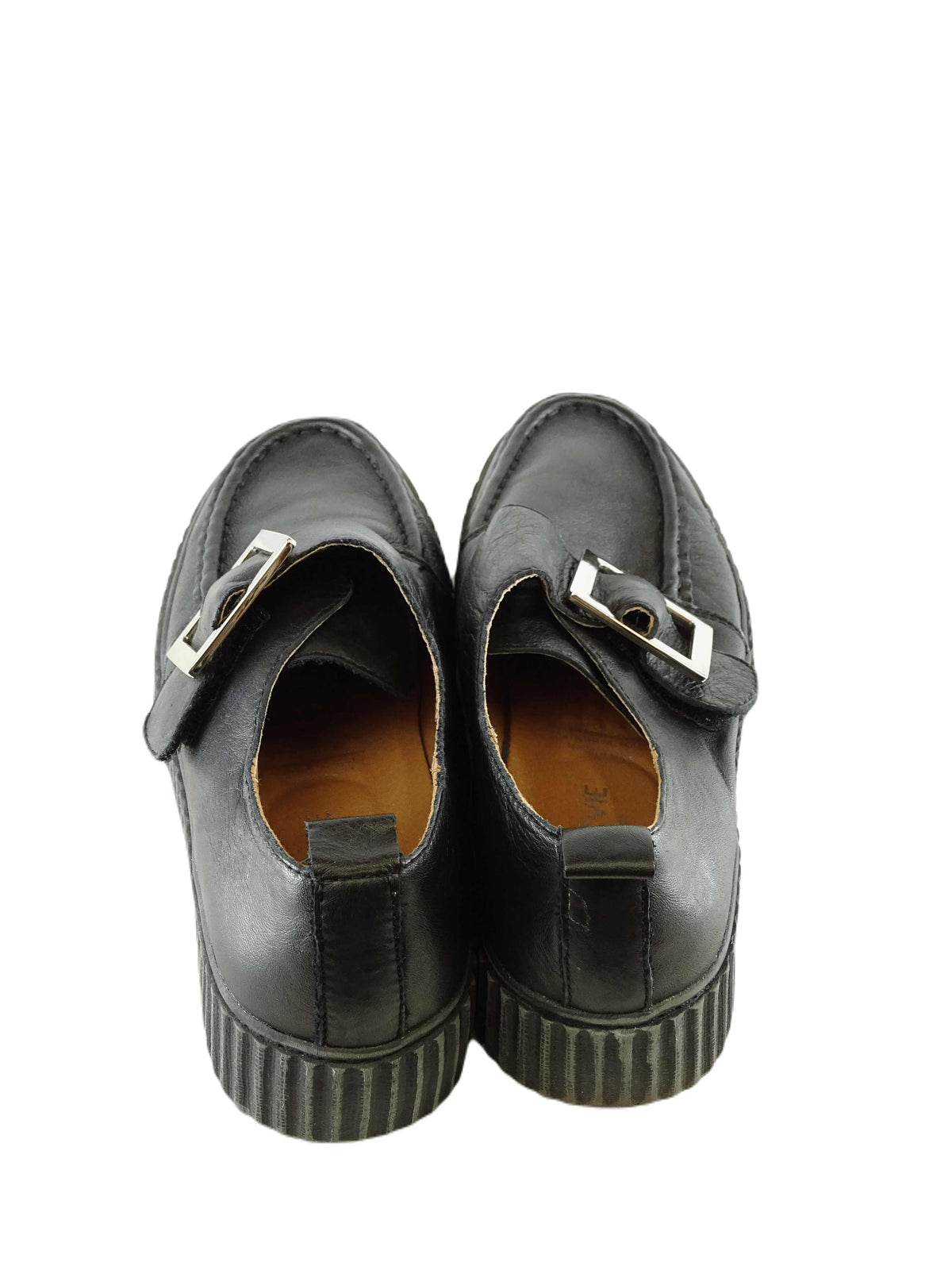 Alfie &amp; Evie Black Loafers With Silver Buckle AU/US 7 (EU 38)