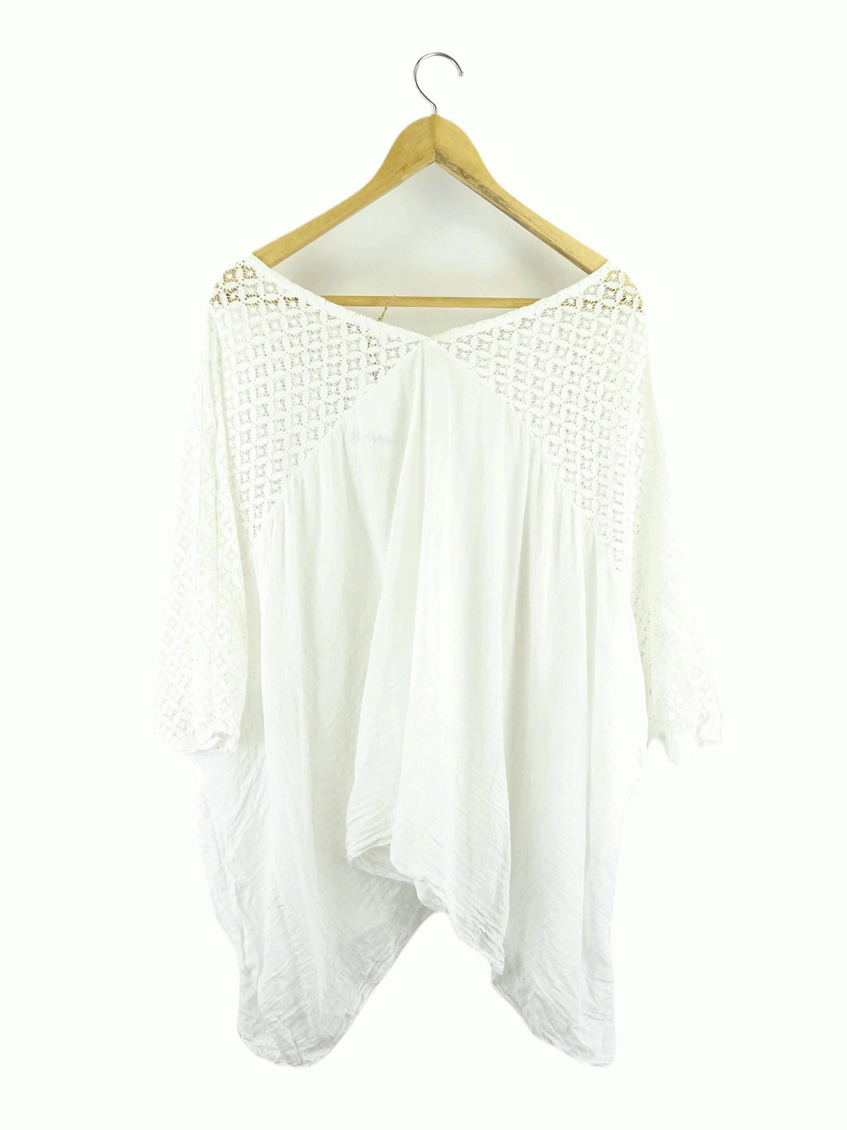 Italian Star White Oversized Lace Top