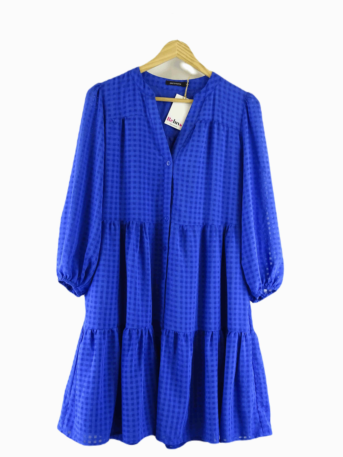 Portmans Blue Check Midi  Dress 10