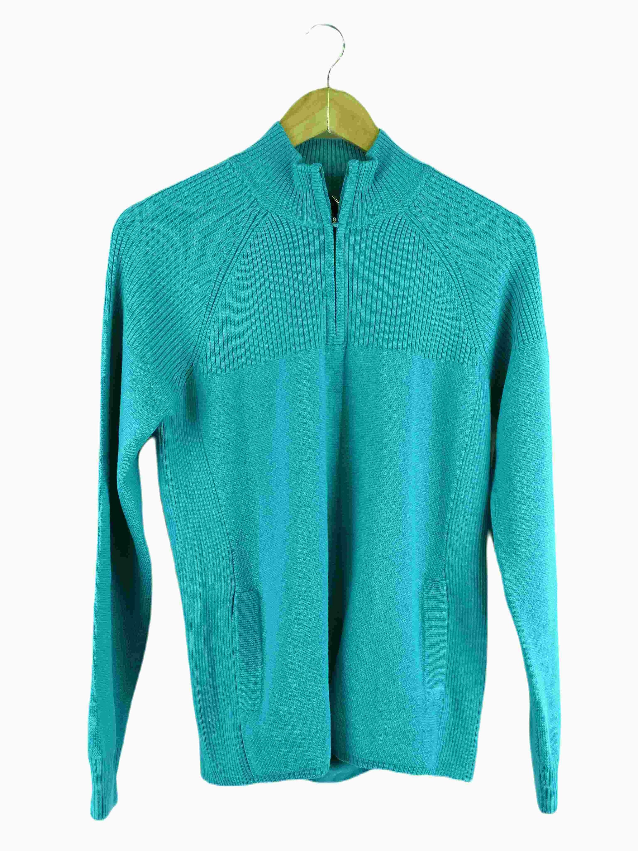 Kathmandu Blue Merino Wool Knit 3 4 Zip Jumper 12 Reluv Clothing Australia