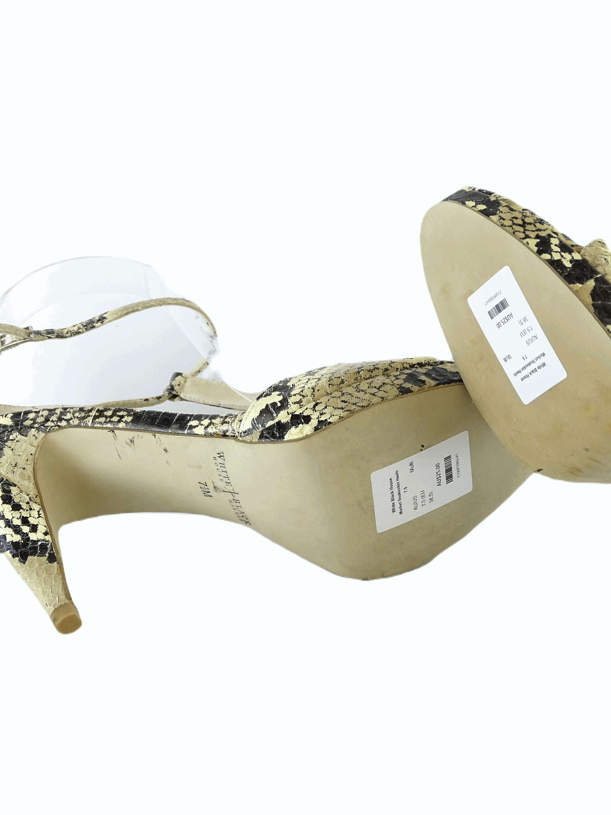 Black and white snakeskin heels shop