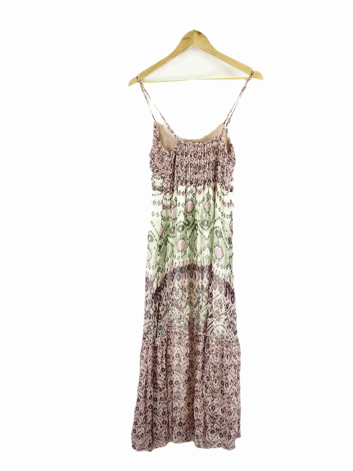 Celeste M Pink and Green Print Maxi Dress S