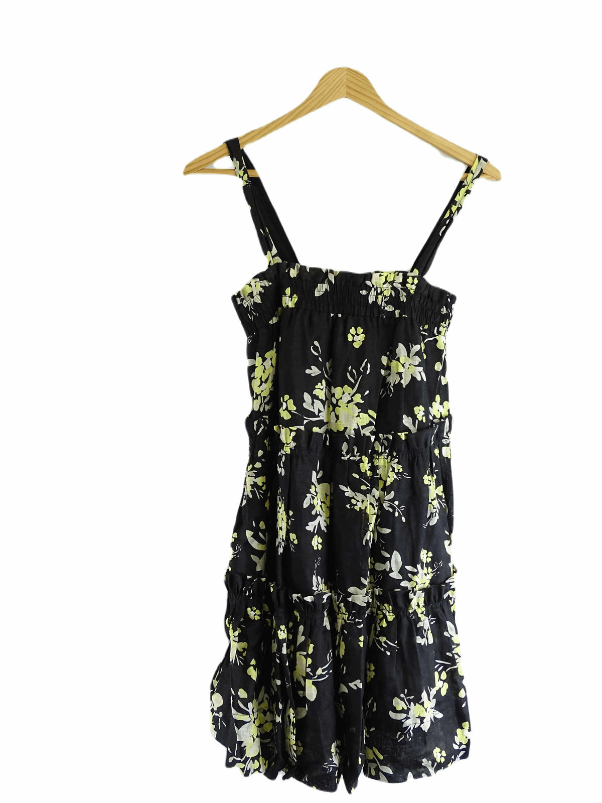 Shona Joy Black Floral Linen Dress 6