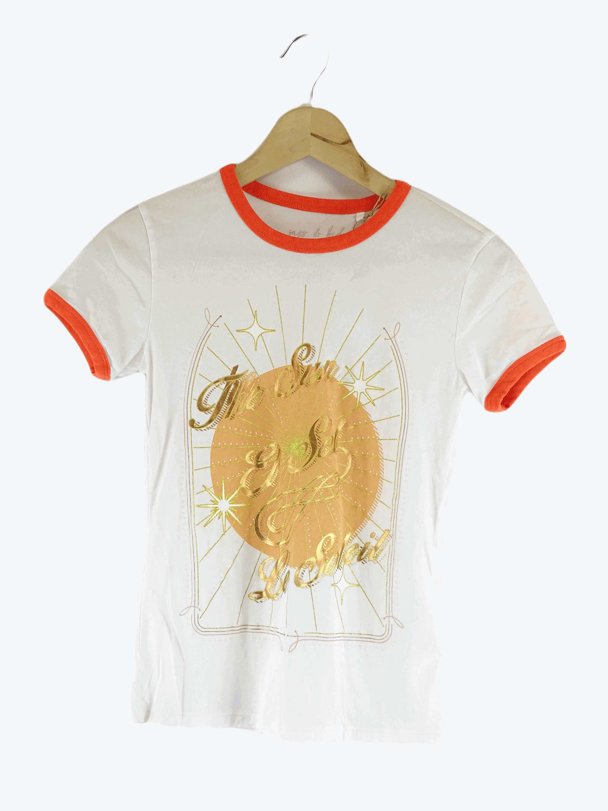 Sass &amp; Bide White and Orange T-Shirt XXS
