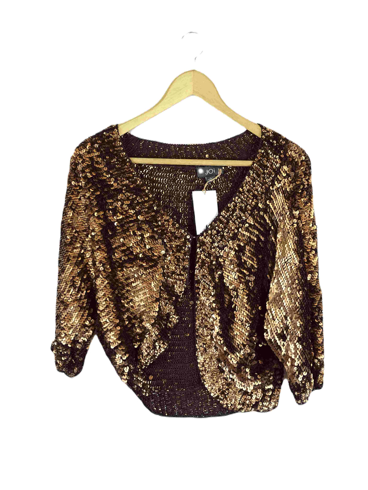 Joi Black and Rose Gold Sequin Cardigan L