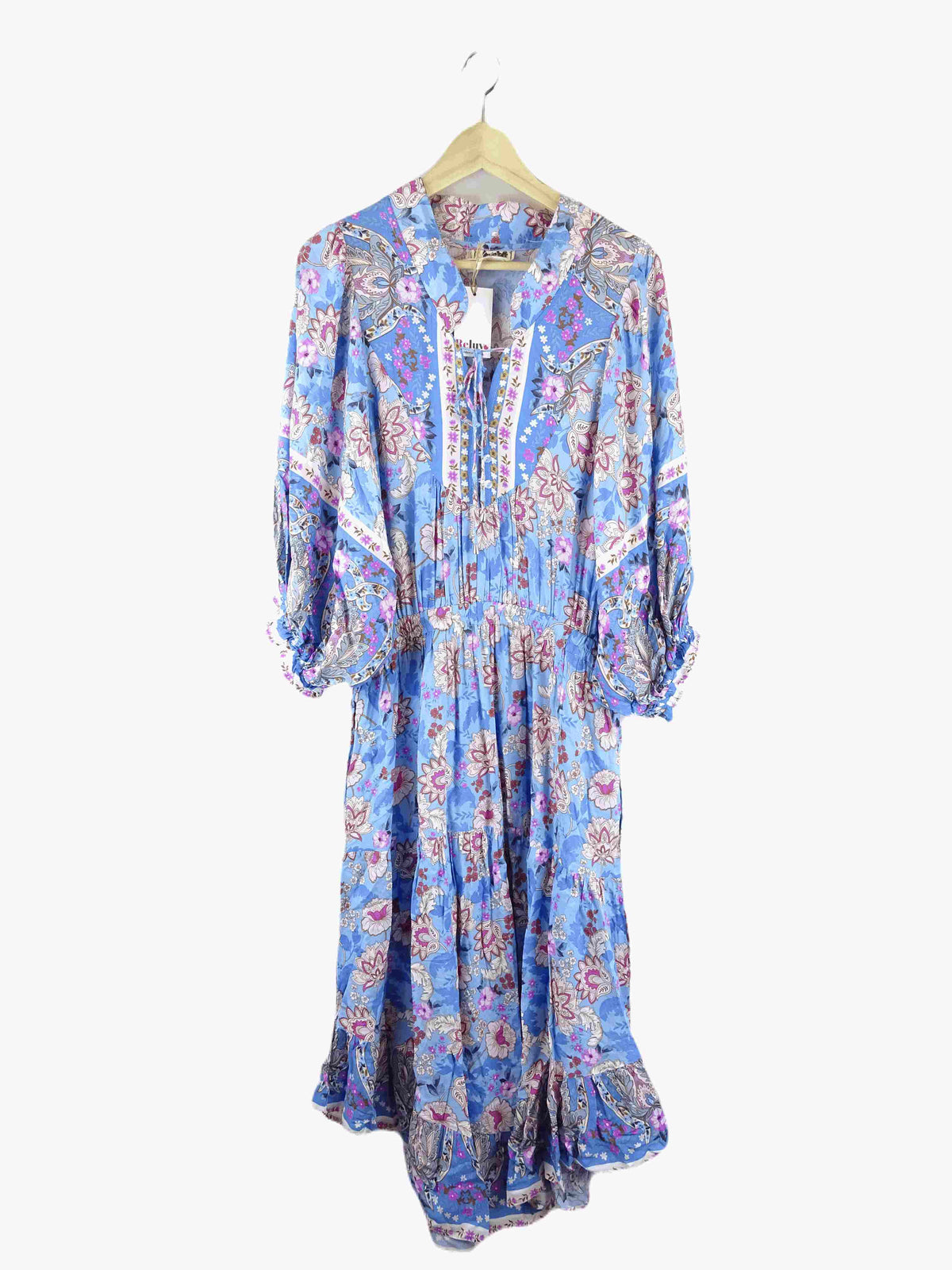 Jaase Blue and Pink Floral Maxi Dress L