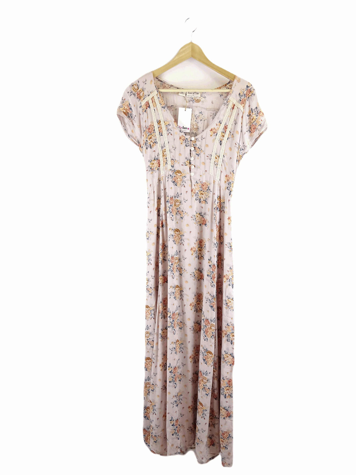 Tree Of Life Pink Floral Maxi Dress M