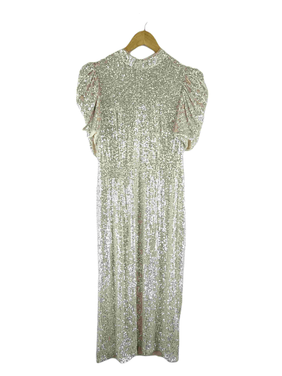 H&amp;M Gold Formal Maxi Dress with Puff Sleeves 12