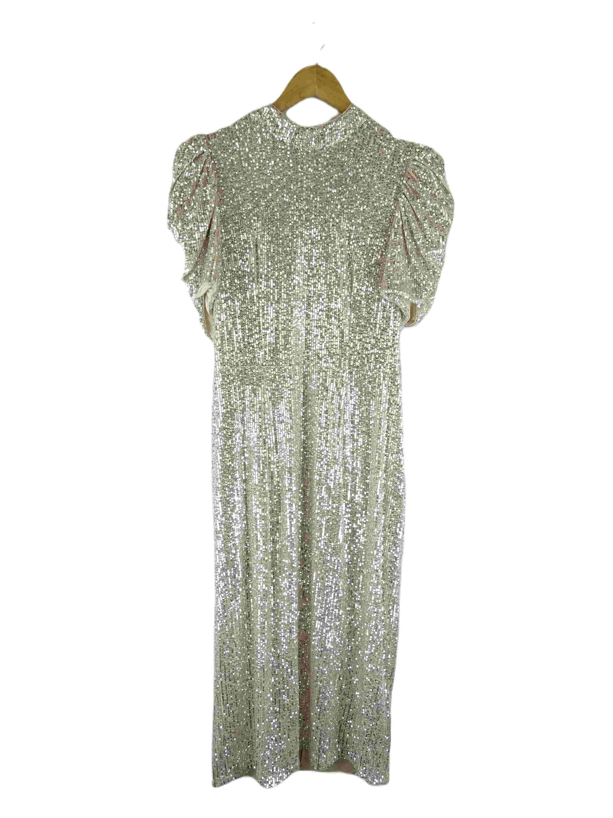 H&amp;M Gold Formal Maxi Dress with Puff Sleeves 12