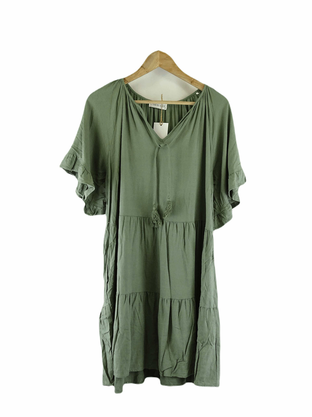 Linen Lux Green Mini Dress M