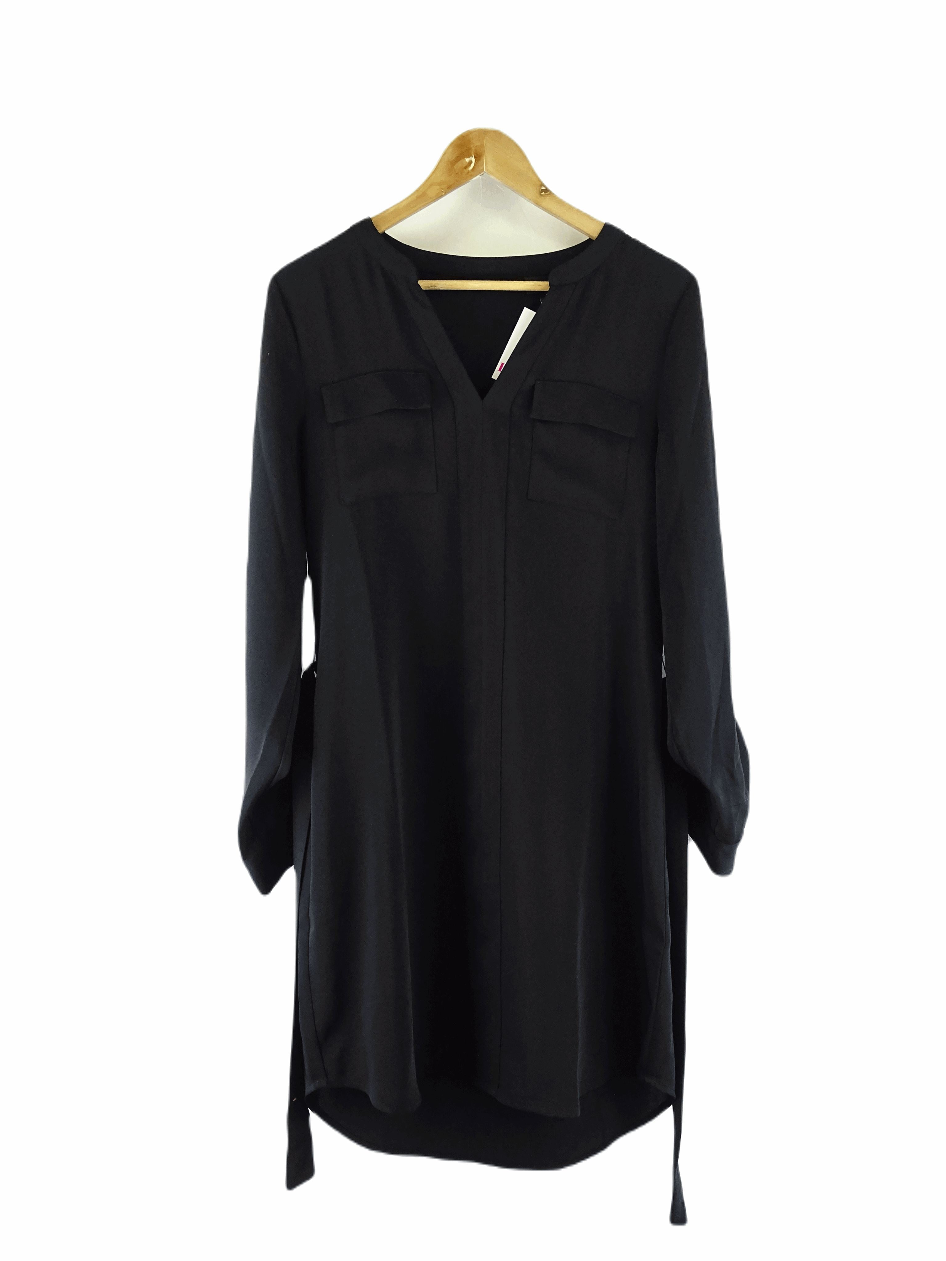 Adrienne Vittadini Black Button Down Mini Dress 12 Reluv Clothing Australia