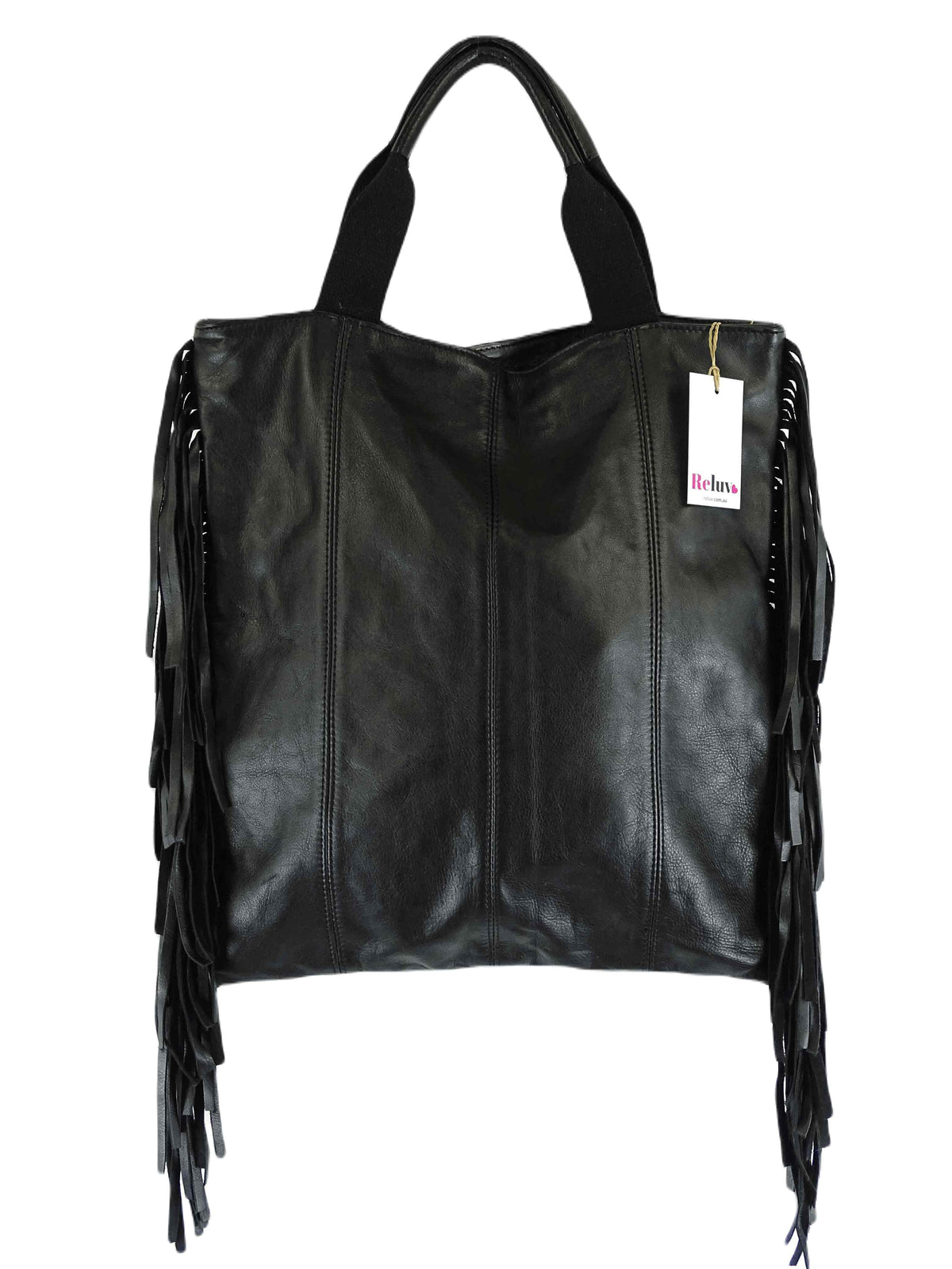 Imperial Italy Black Tassle Fringe Leather Bag