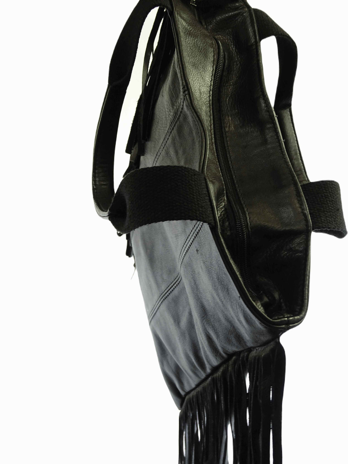 Imperial Italy Black Tassle Fringe Leather Bag