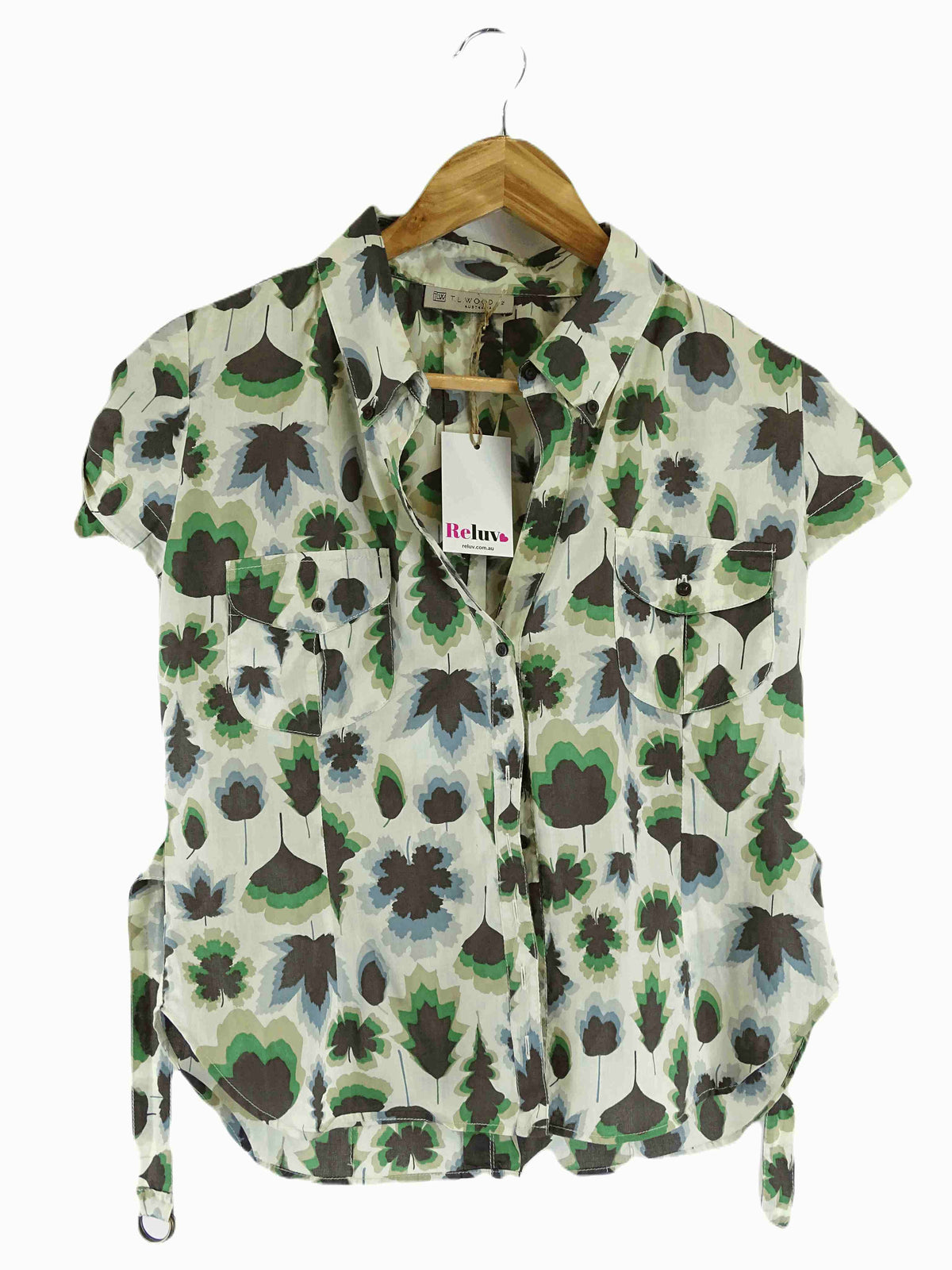 T.L Wood Green Floral Shirt S