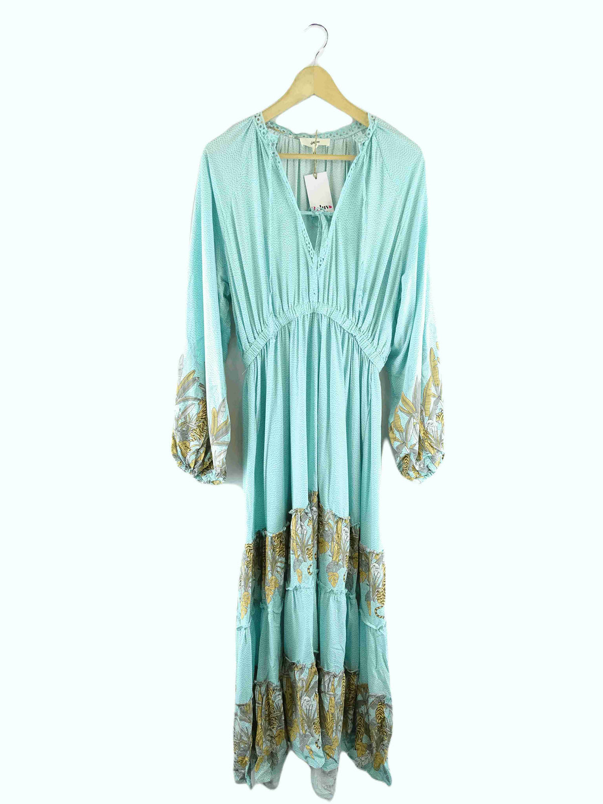 Jaase Aqua Printed Maxi Dress L