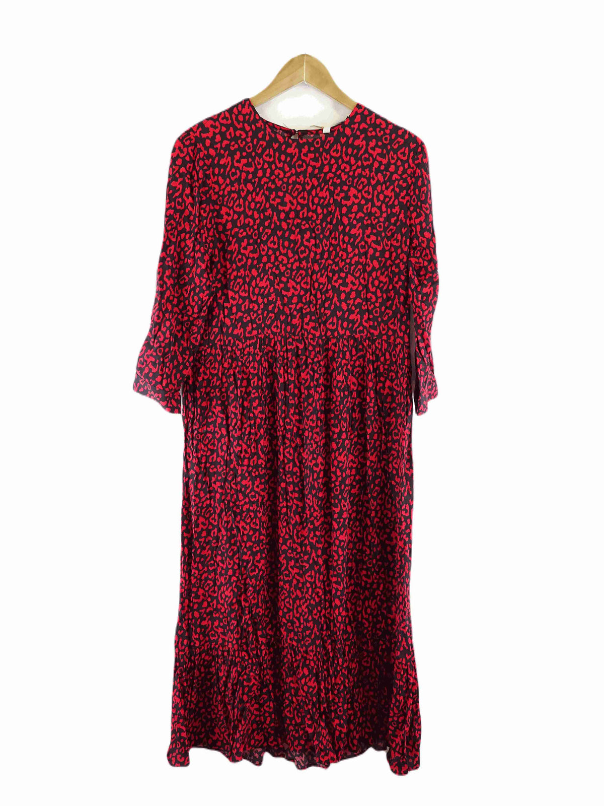 Zara Black and Red Leopard Print Maxi Dress M