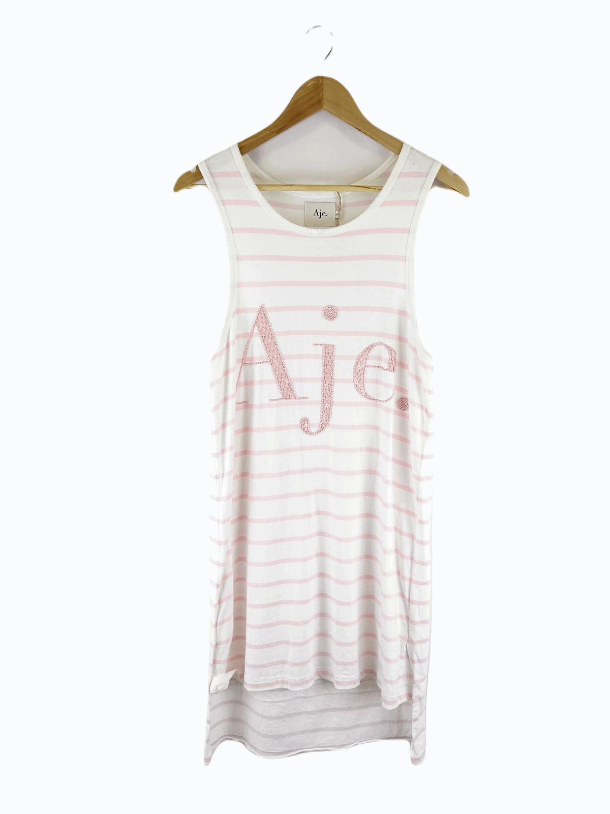 Aje White and Pink Beaded Sleeveless Top S